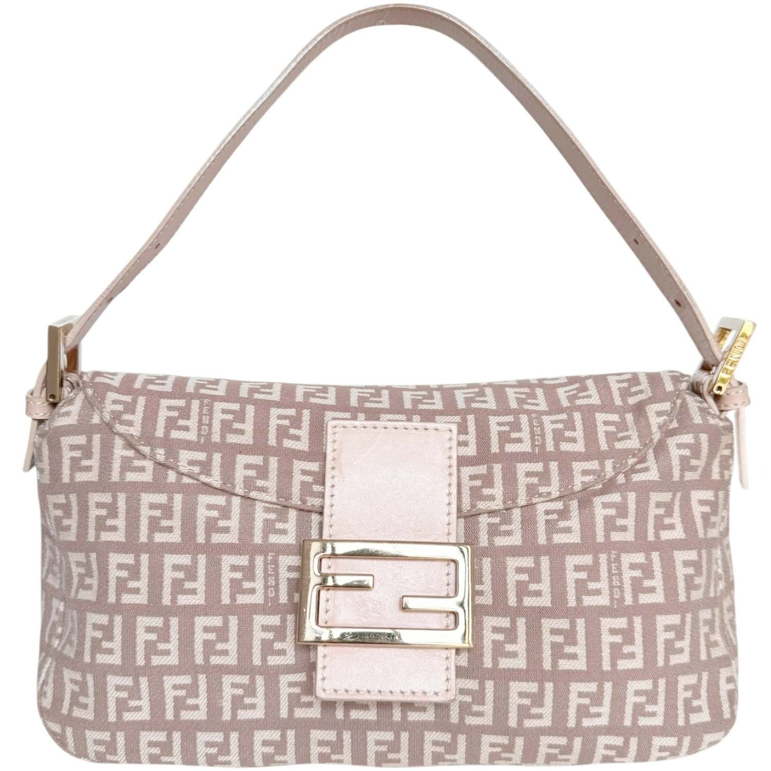 Vintage Fendi Monogram Shoulder Baguette Bag in Dusty Pink / Gold | NITRYL