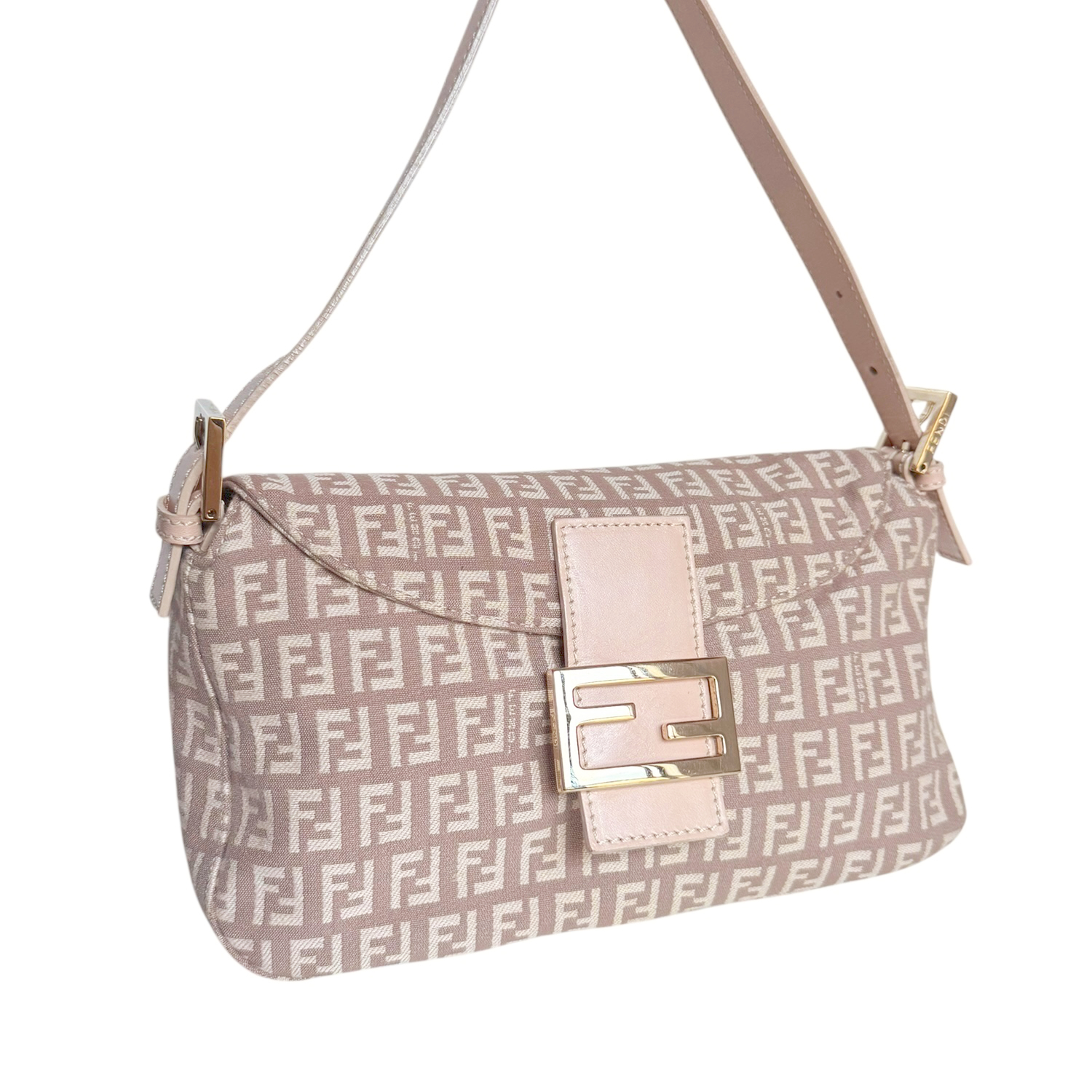 Fendi Monogram Shoulder Baguette Bag in Dusty Pink / Gold - Image 2