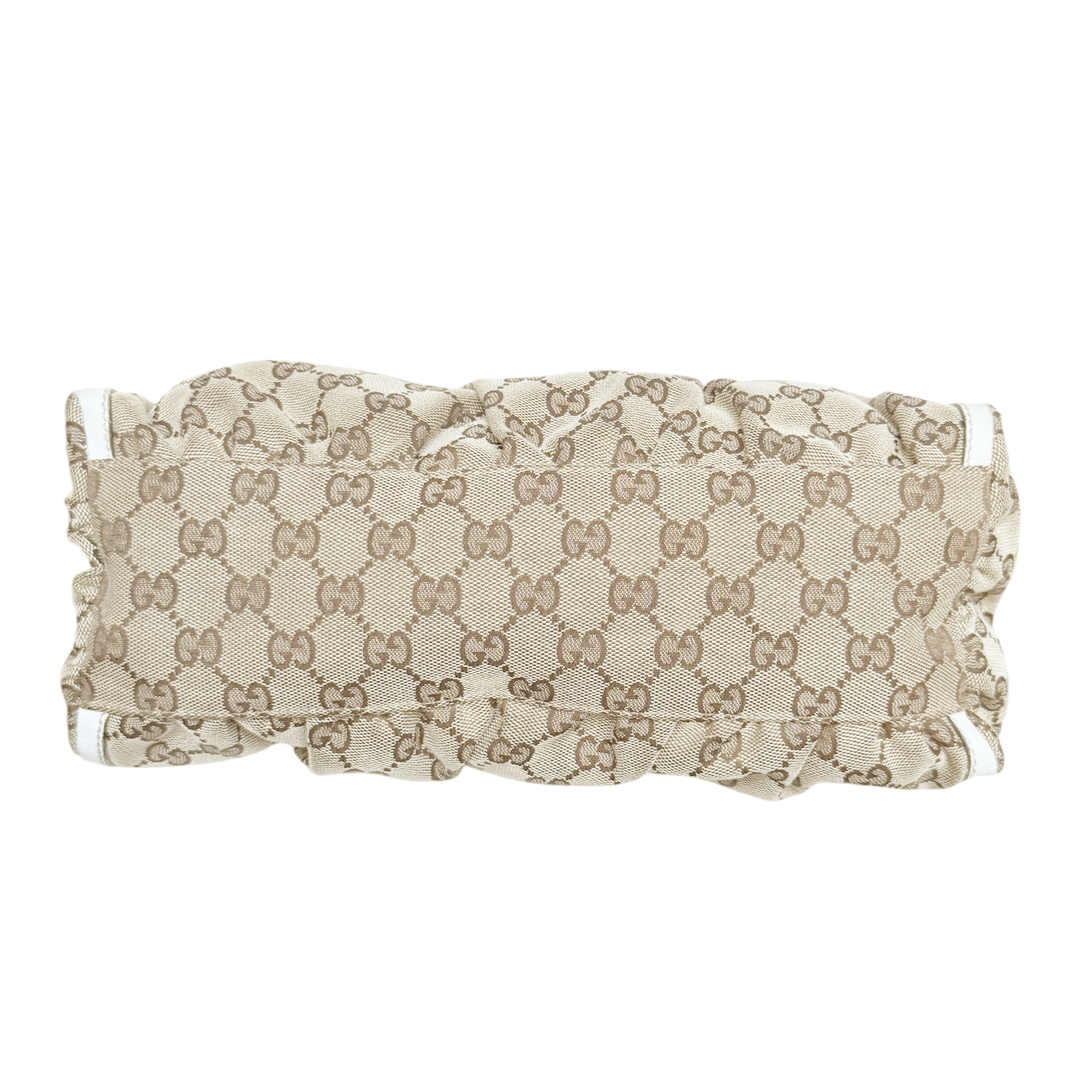 Vintage Gucci Monogram D Ring Hobo Shoulder Bag in Beige / White / Gold | NITRYL