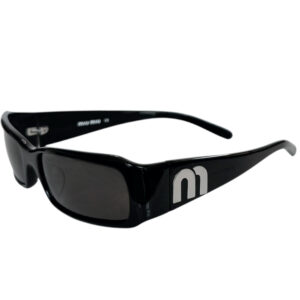 Vintage Miu Miu Logo Sunglasses in Black / Silver | NITRYL