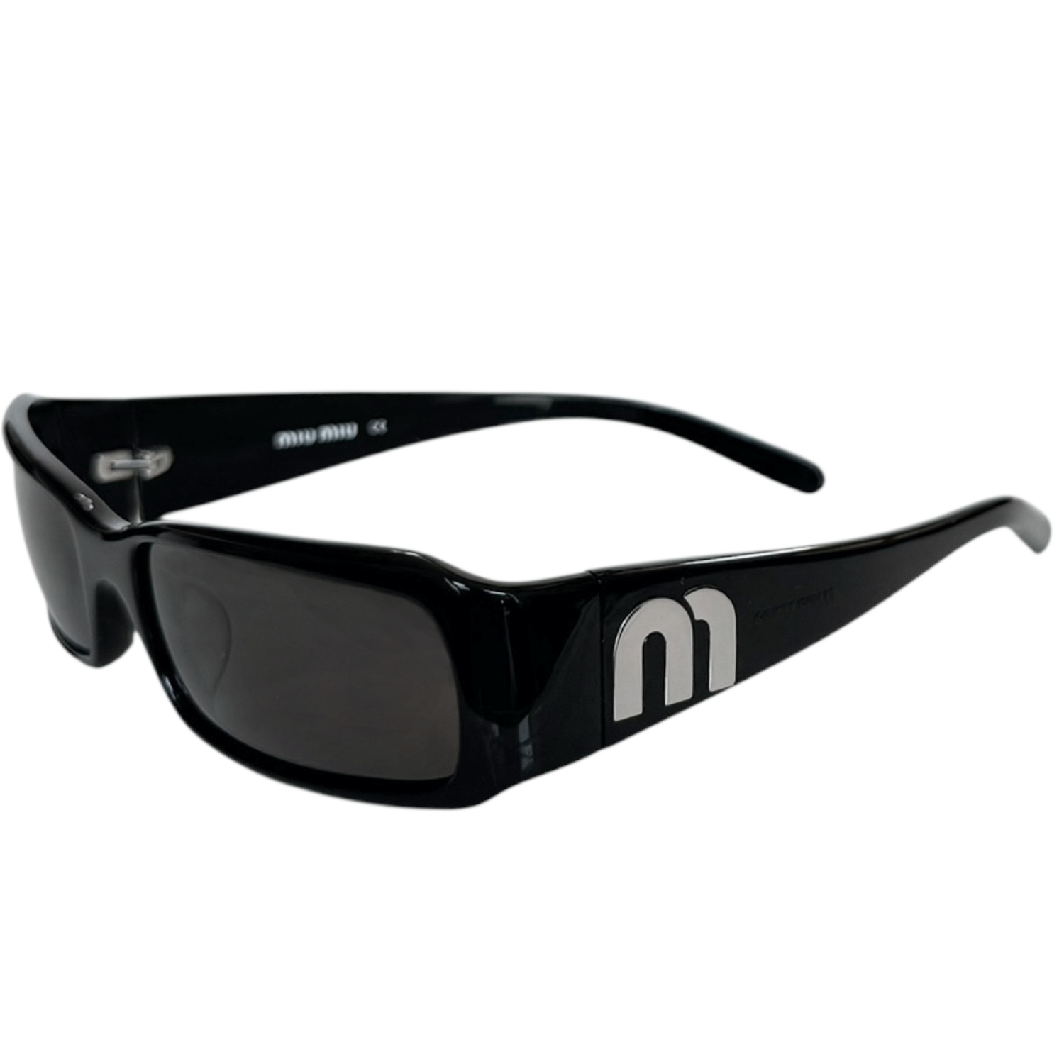 Vintage Miu Miu Logo Sunglasses in Black / Silver | NITRYL