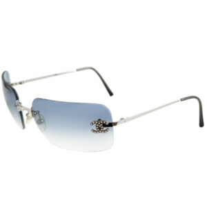 Vintage Chanel Diamante Ombre Rimless Sunglasses in Blue / Silver | NITRYL