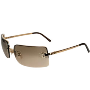 Vintage Chanel Diamante Logo Rimless Sunglasses in Brown / Gold | NITRYL