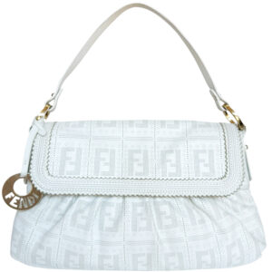 Vintage Fendi Monogram Chef Shoulder Bag in White / Gold | NITRYL