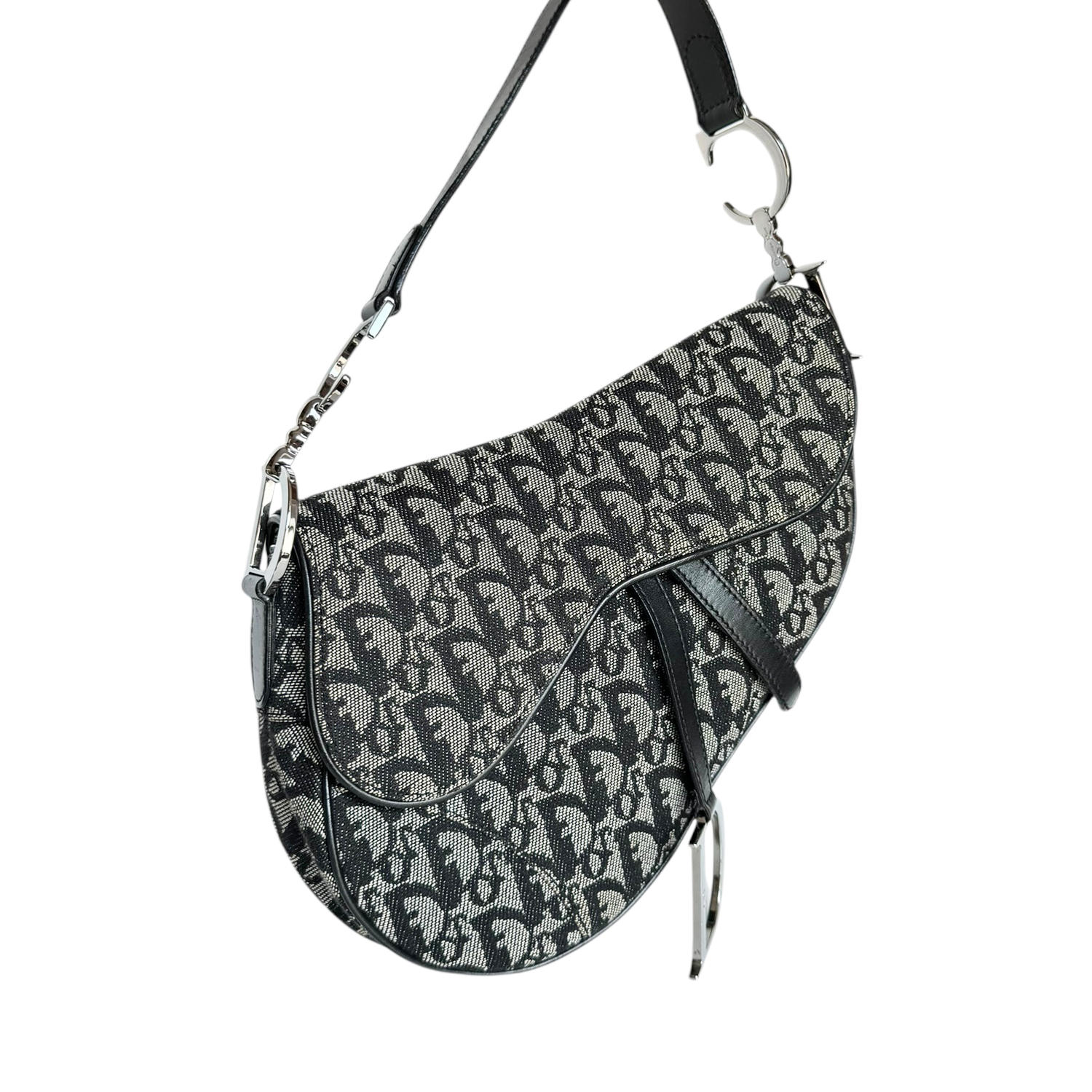 Dior Monogram Saddle Bag in Black / Grey / Silver - Image 2