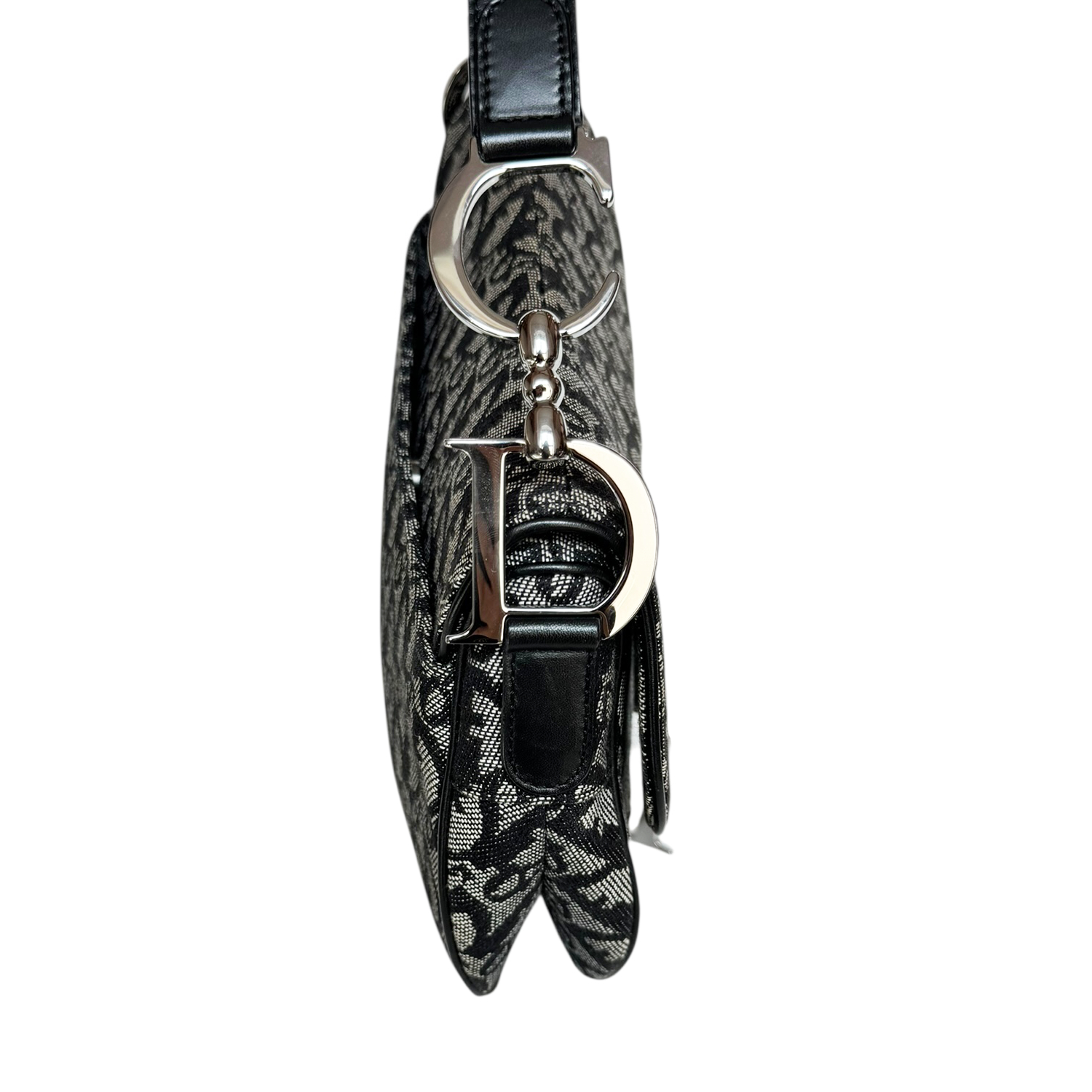 Dior Monogram Saddle Bag in Black / Grey / Silver - Image 3