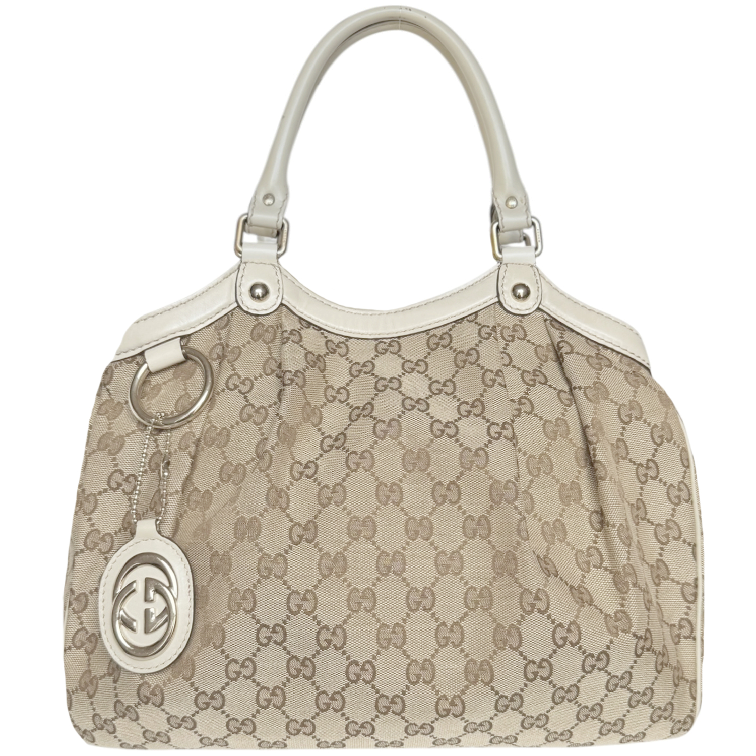 Vintage Gucci Monogram Sukey Hobo Shoulder Bag in Beige / Cream / Gold | NITRYL