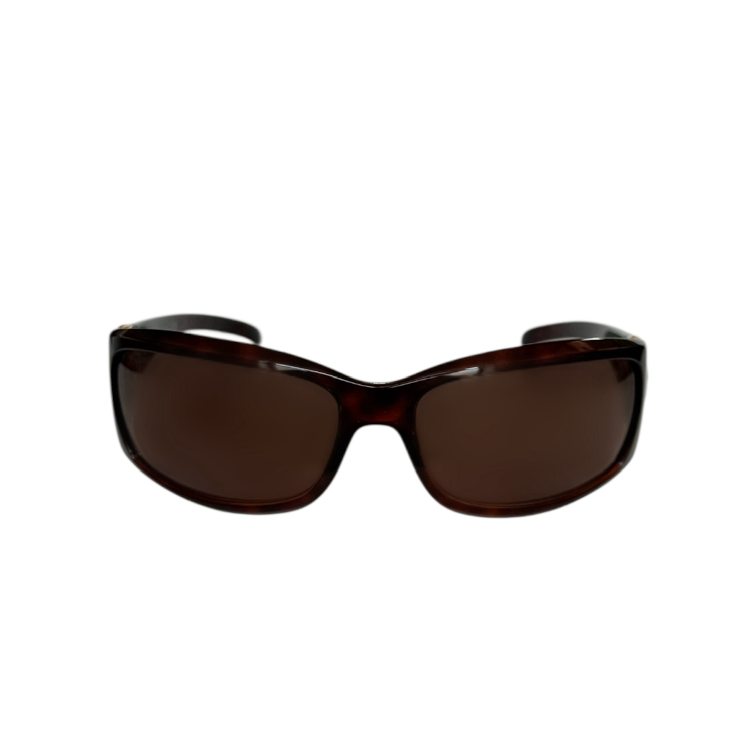 Chanel Logo Wraparound Sunglasses in Tortoiseshell Brown / Gold - Image 2