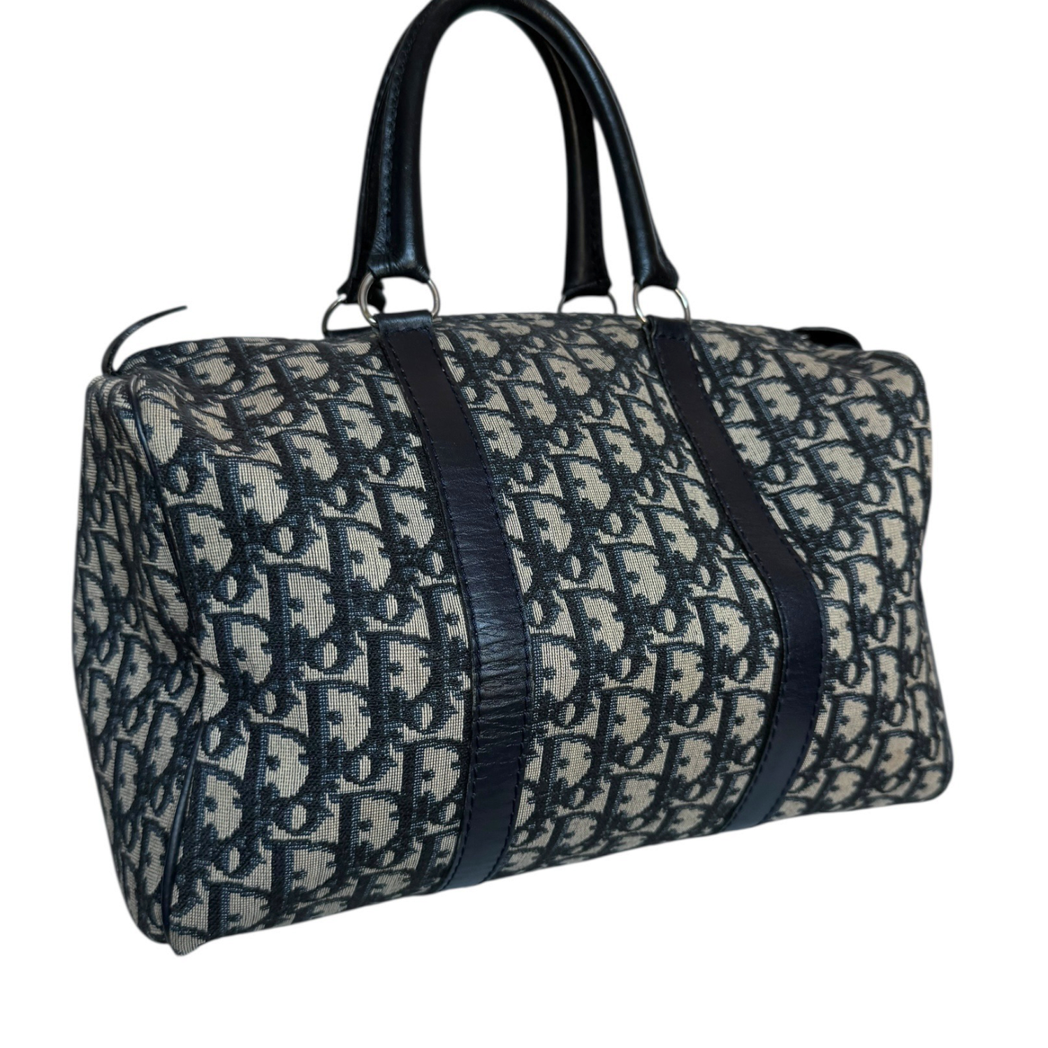 Dior Monogram Boston Bag in Navy Blue - Image 4