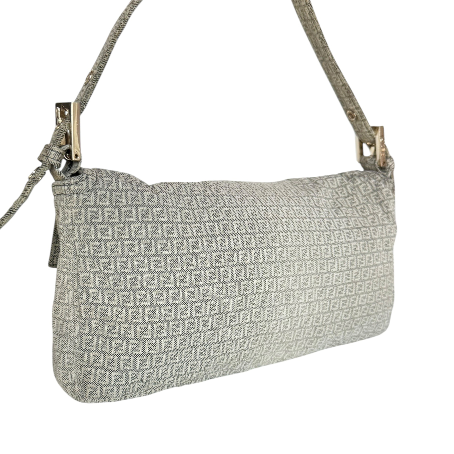 Fendi Monogram Denim Shoulder Baguette Bag - Image 4