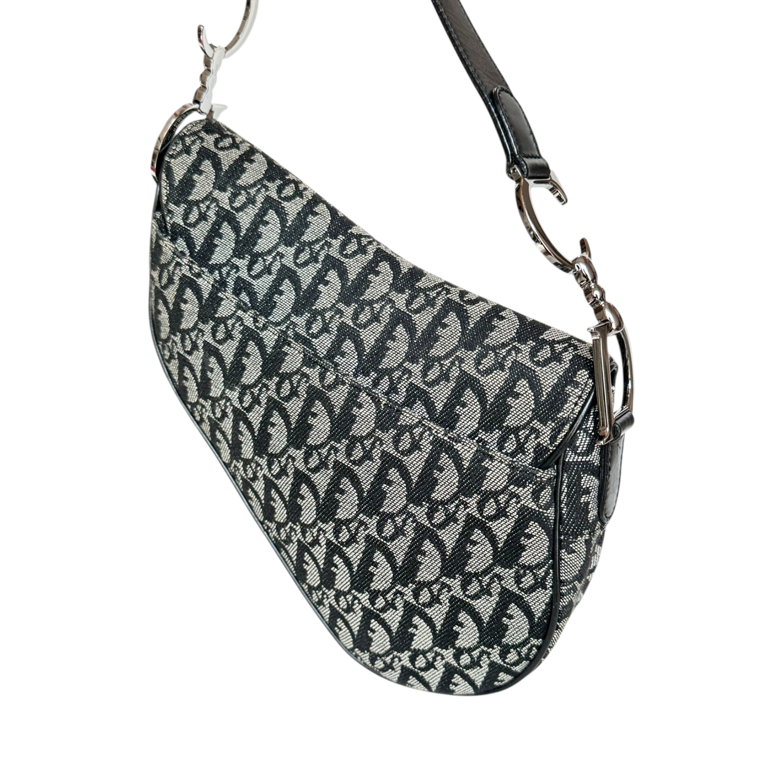 Dior Monogram Saddle Bag in Black / Grey / Silver - Image 4