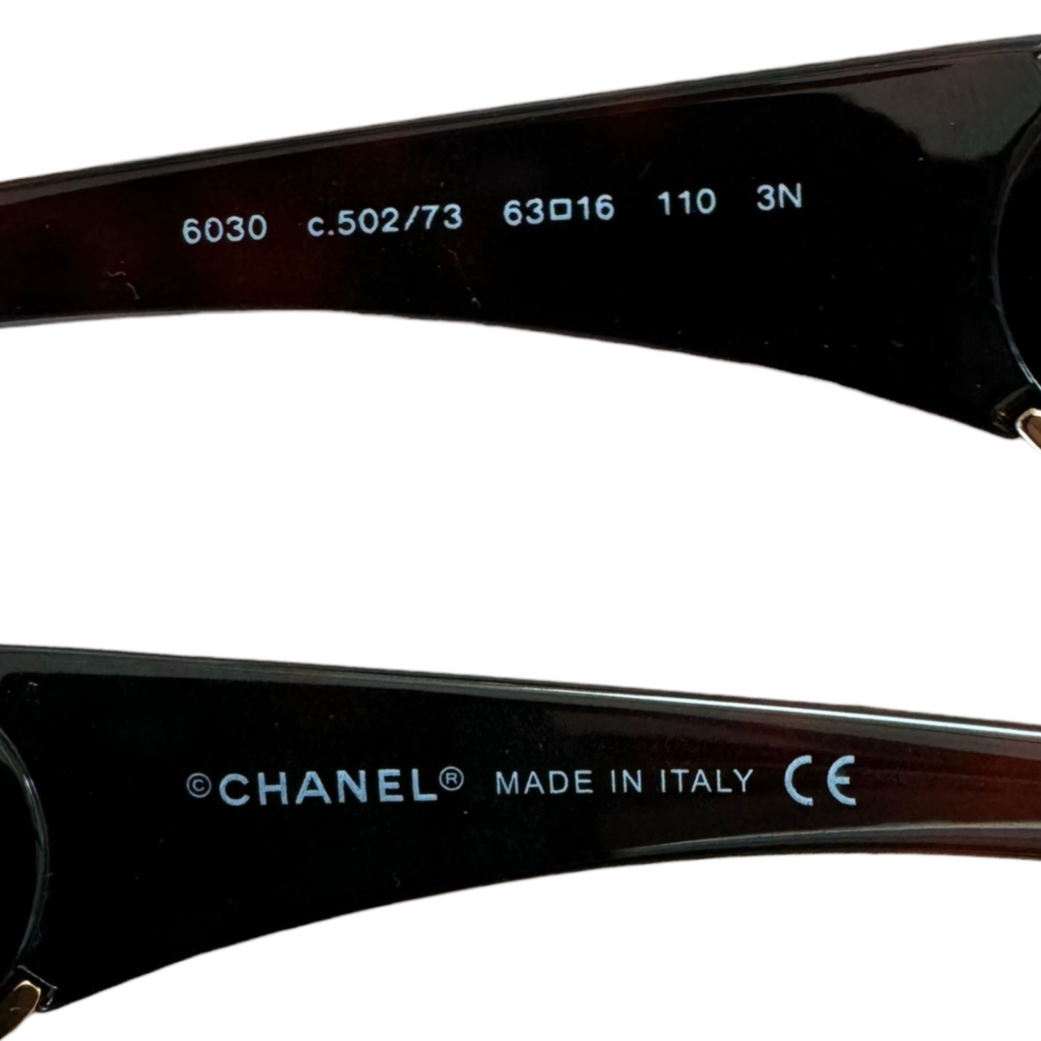 Chanel Logo Wraparound Sunglasses in Tortoiseshell Brown / Gold - Image 3