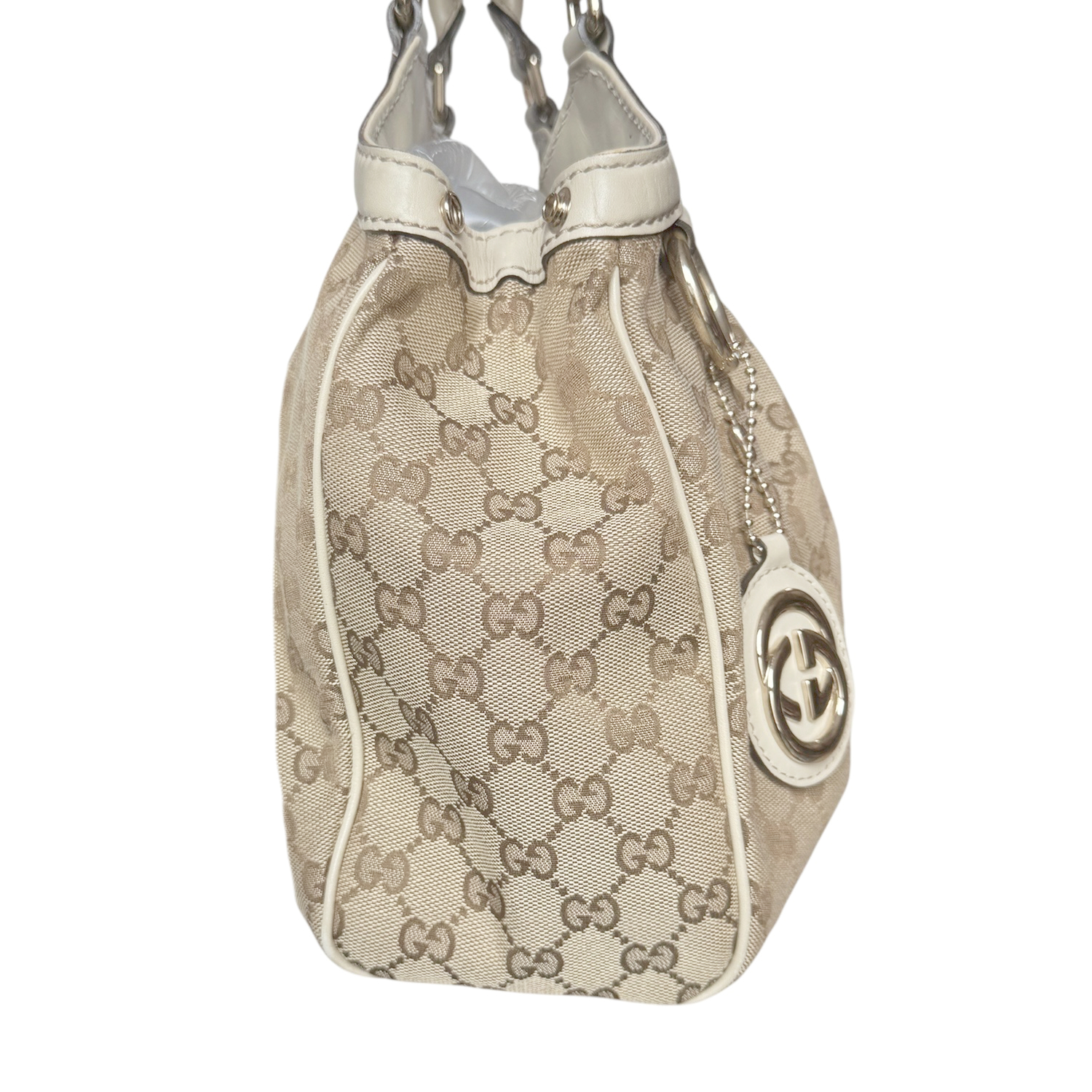 Gucci Monogram Sukey Hobo Shoulder Bag in Beige / Cream / Gold - Image 3