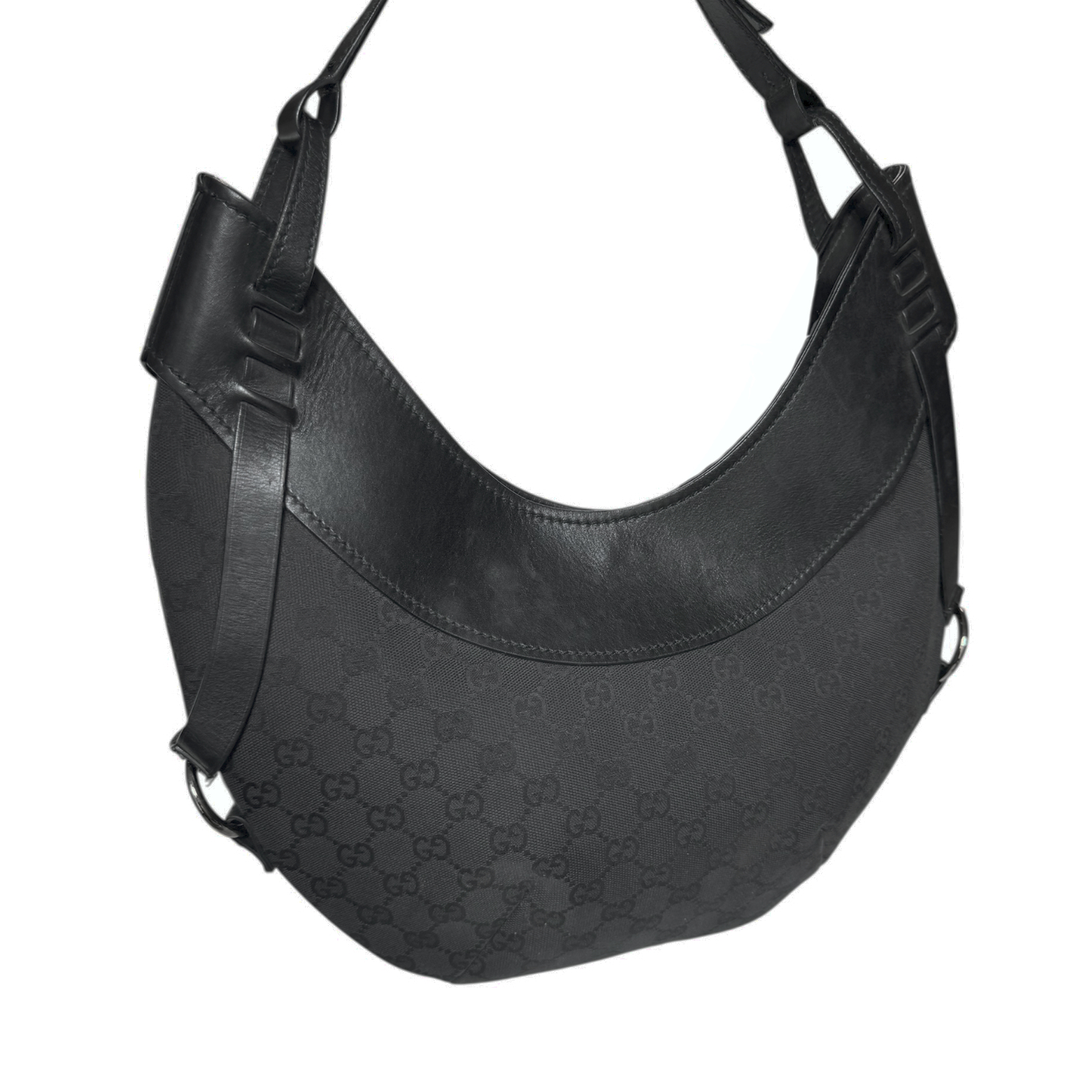 Gucci Monogram Half Moon Hobo Shoulder Bag in Black - Image 4