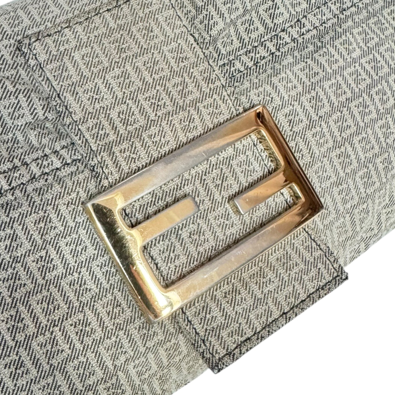 Fendi Monogram Denim Shoulder Baguette Bag - Image 6