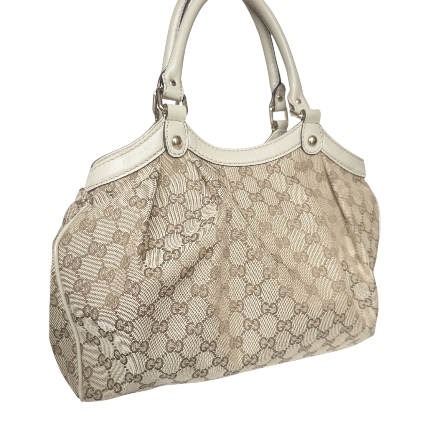 Gucci Monogram Sukey Hobo Shoulder Bag in Beige / Cream / Gold - Image 4
