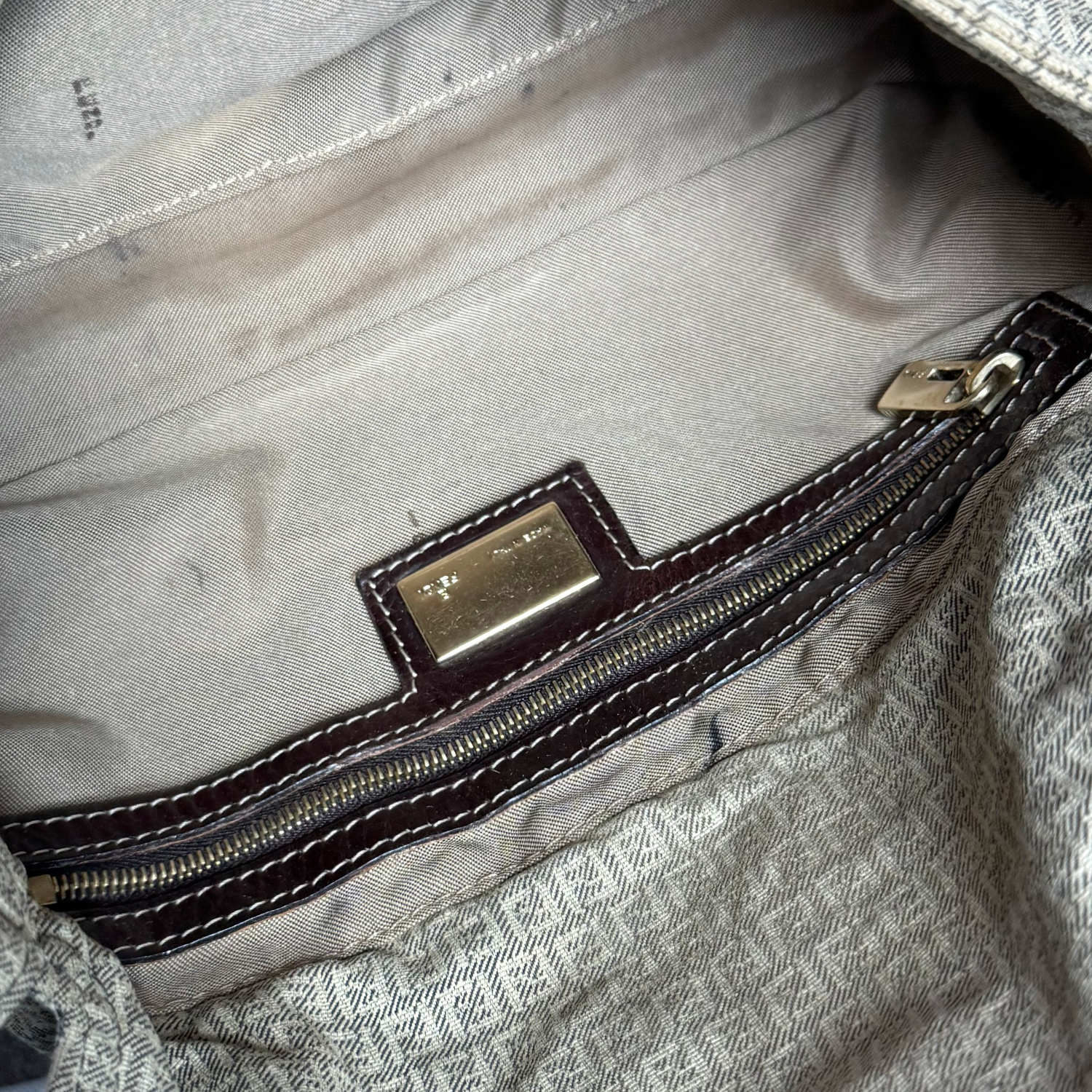 Fendi Monogram Denim Shoulder Baguette Bag - Image 7