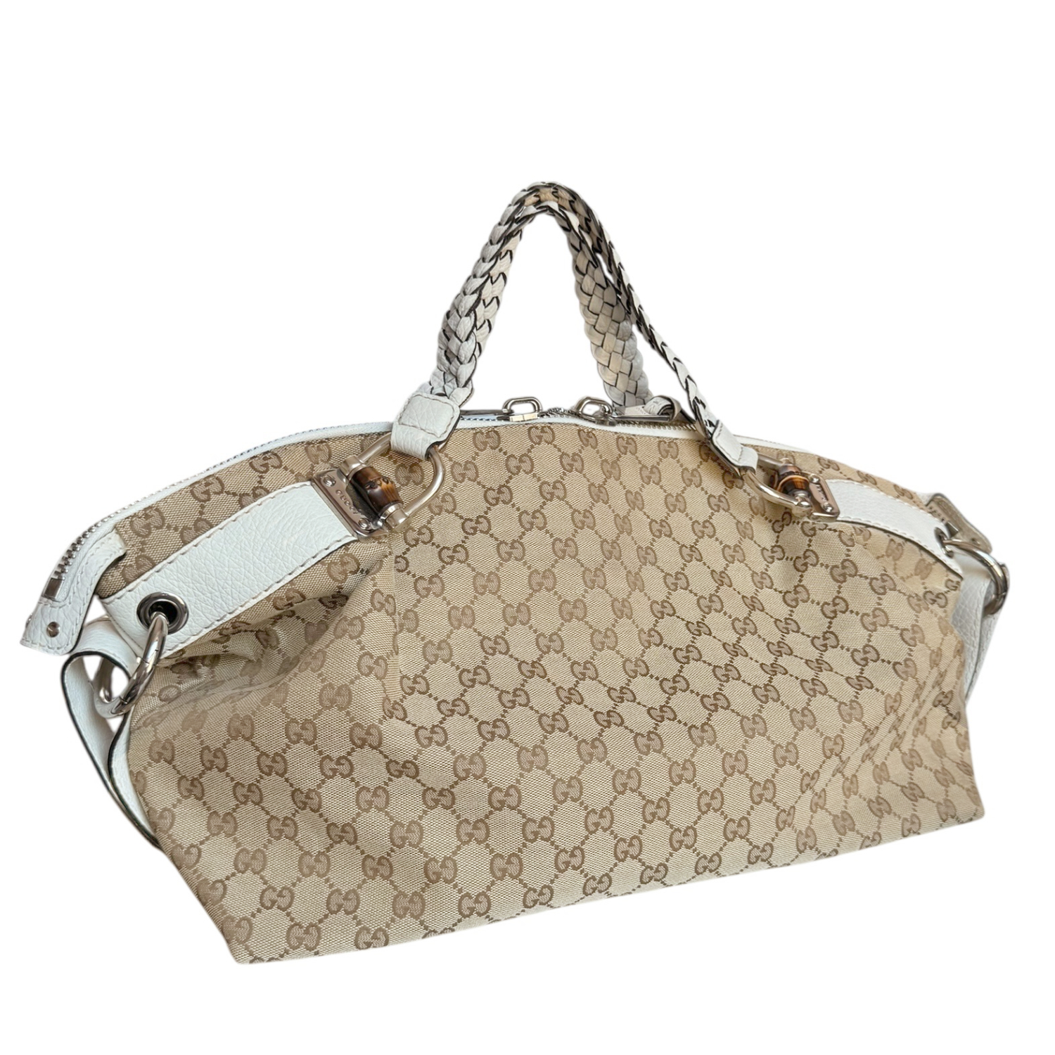 Gucci Monogram Large Hobo Shoulder Bag in Beige / White - Image 2
