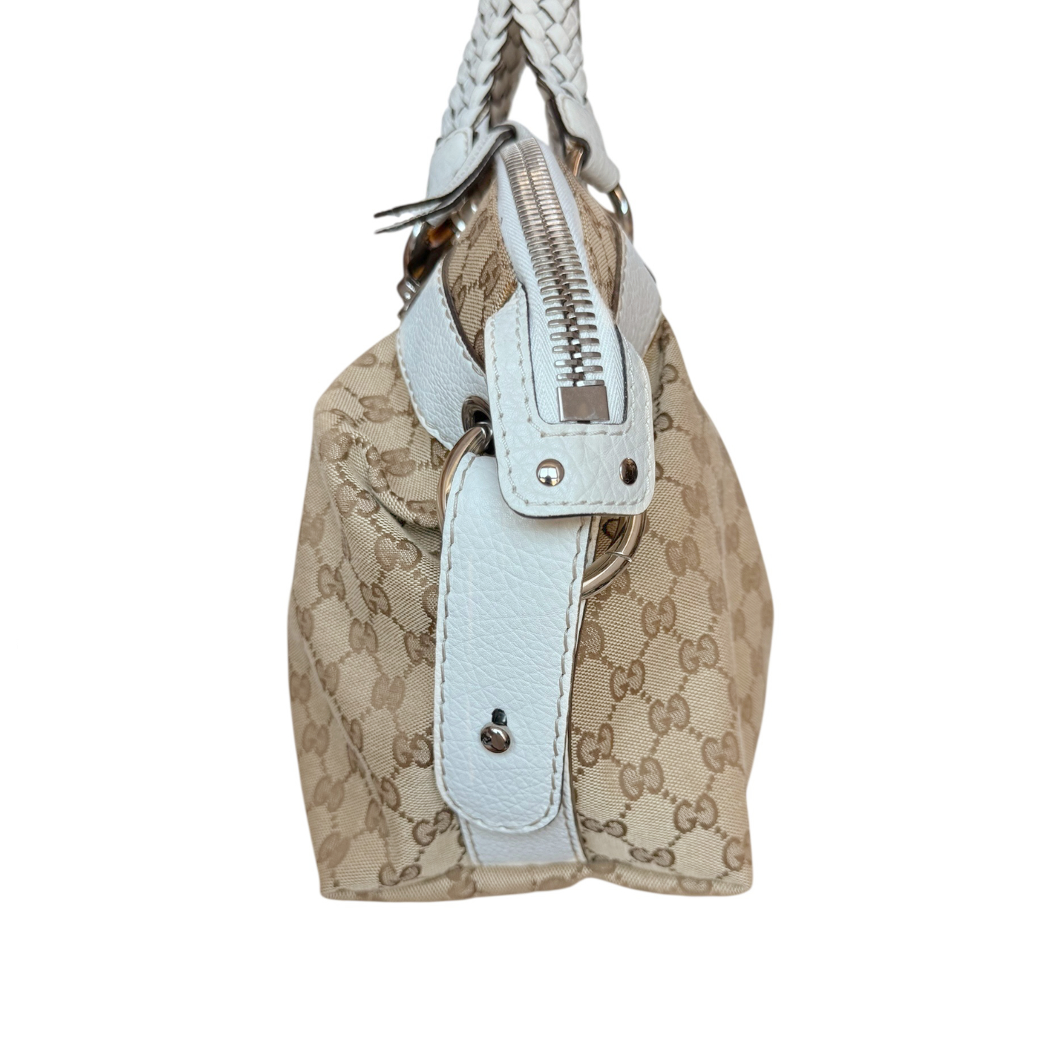 Gucci Monogram Large Hobo Shoulder Bag in Beige / White - Image 3