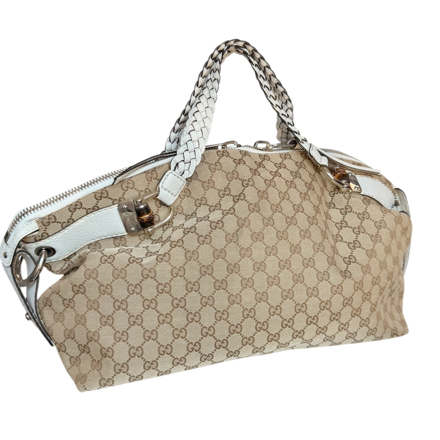 Gucci Monogram Large Hobo Shoulder Bag in Beige / White - Image 4