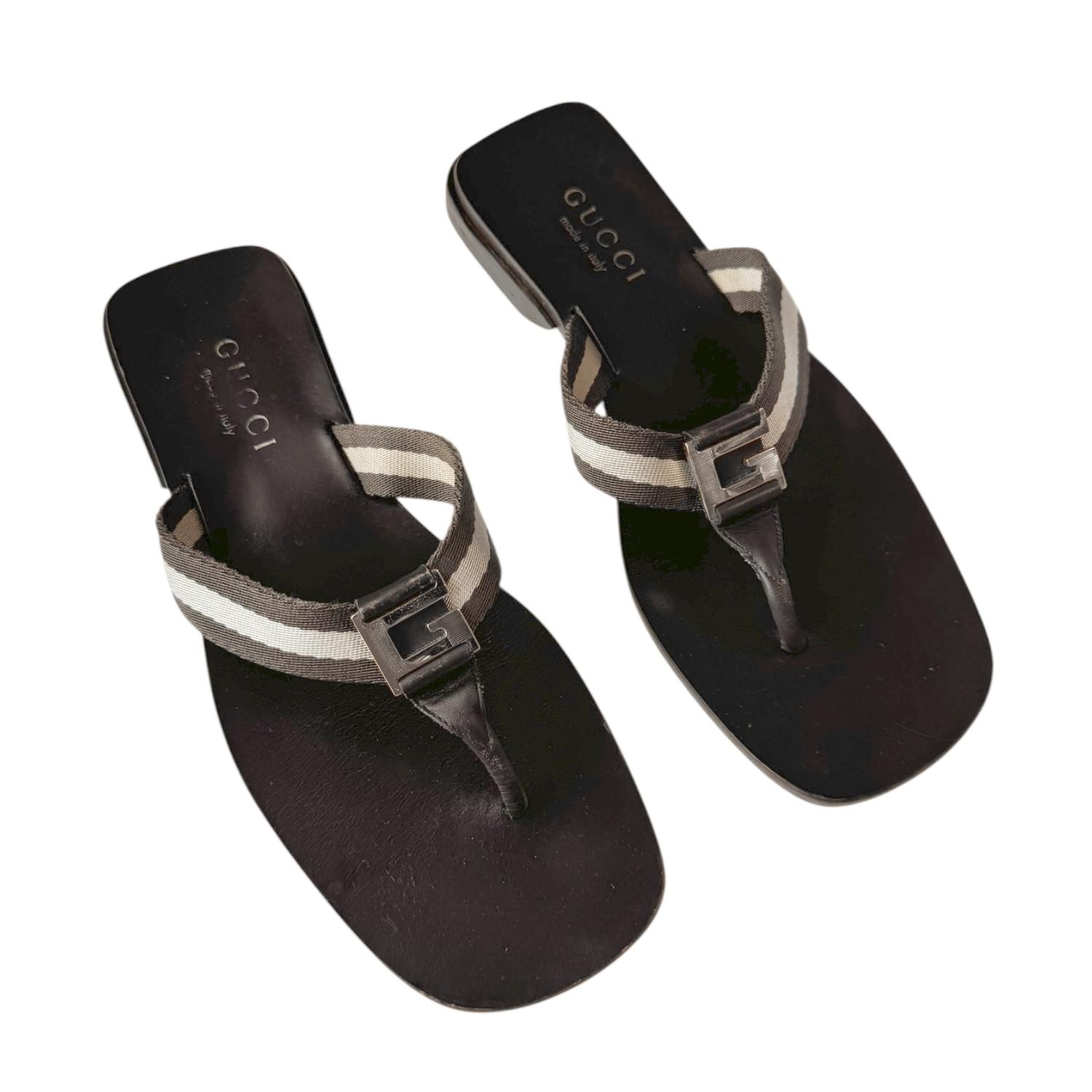 Gucci Logo Thong Flip Flop Sandals in Brown UK 4.5 - Image 2