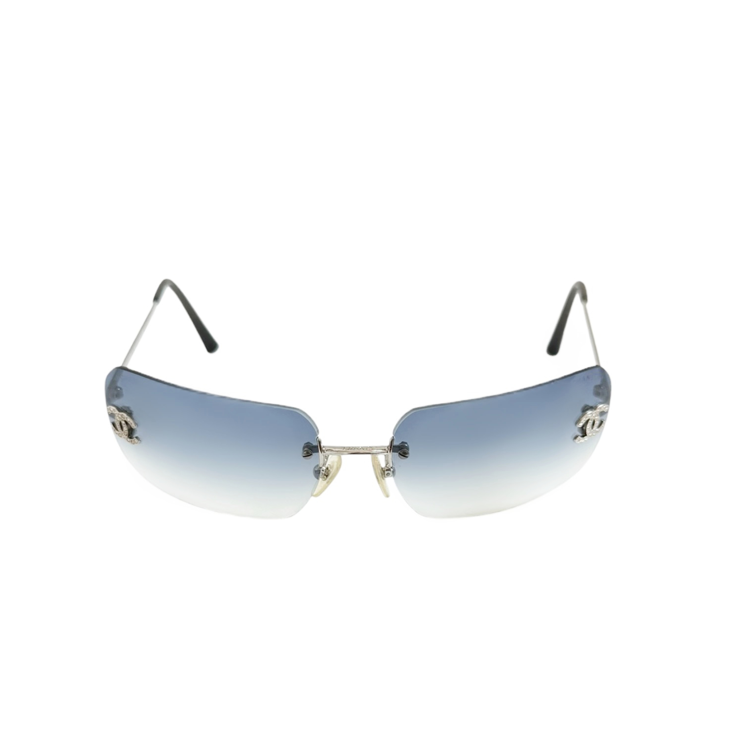 Chanel Diamante Ombre Rimless Sunglasses in Blue / Silver - Image 2