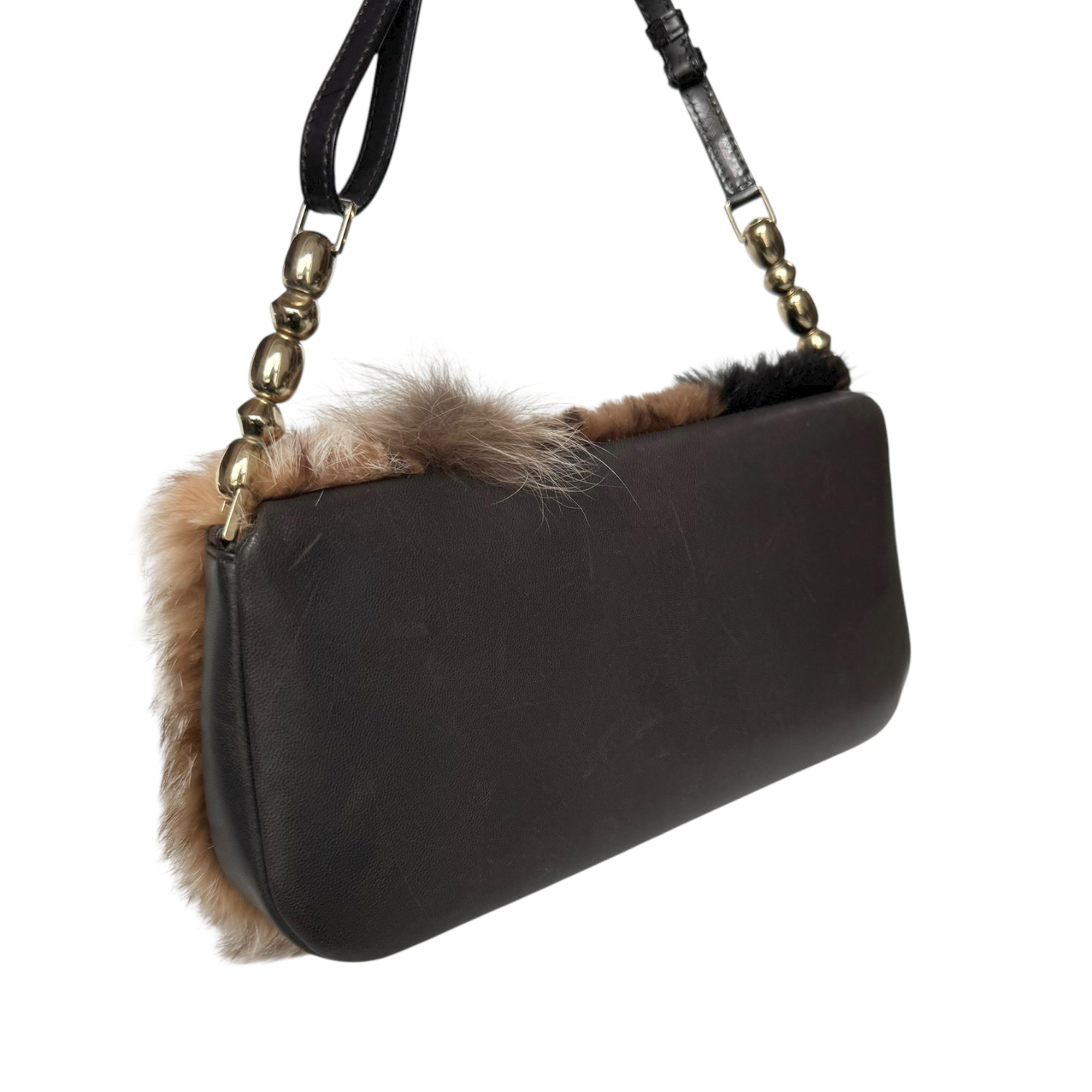 Dior Fur Leopard Print Malice Shoulder Bag in Brown / Gold - Image 4