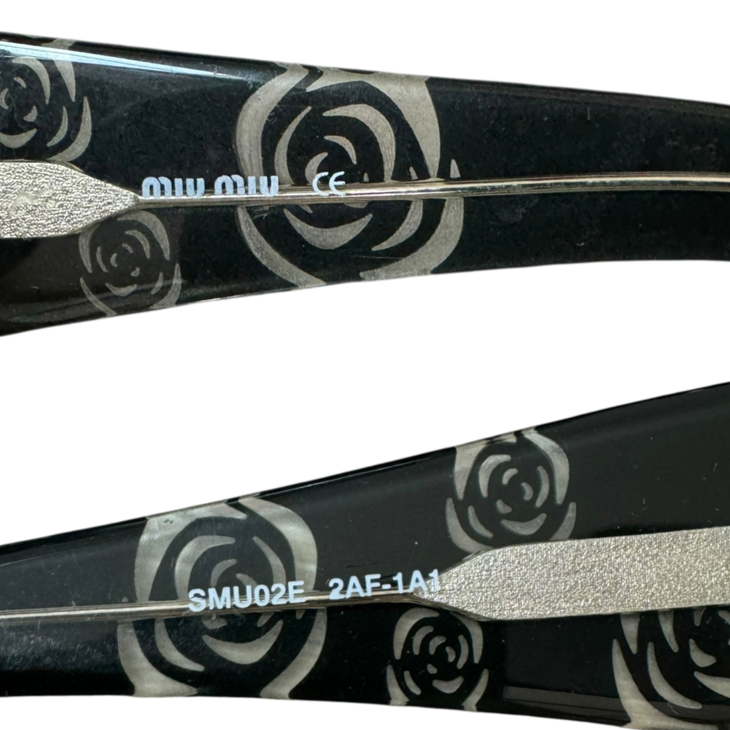 Miu Miu Logo Rose Wraparound Sunglasses in Black - Image 3
