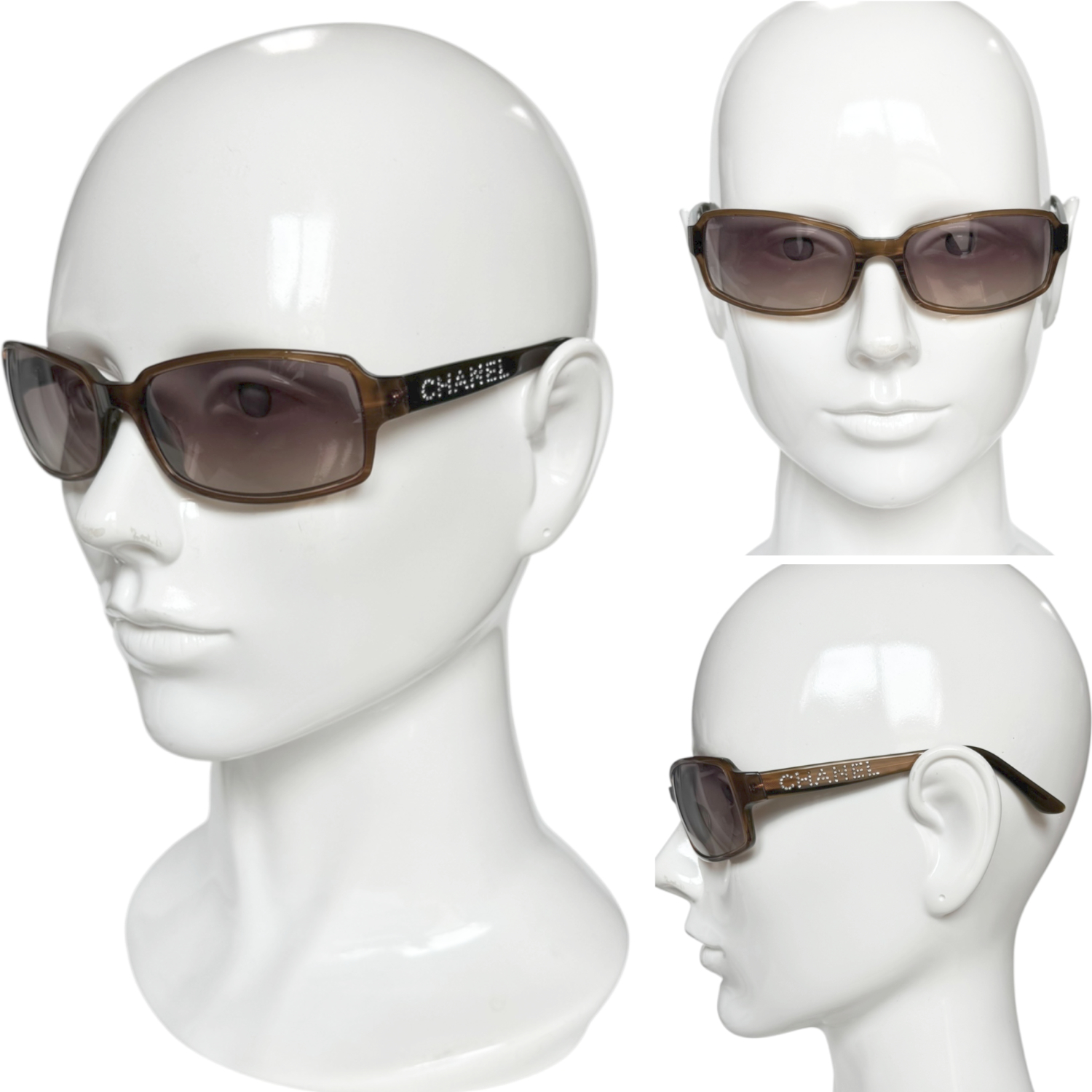 Chanel Diamante Spellout Sunglasses in Brown - Image 4