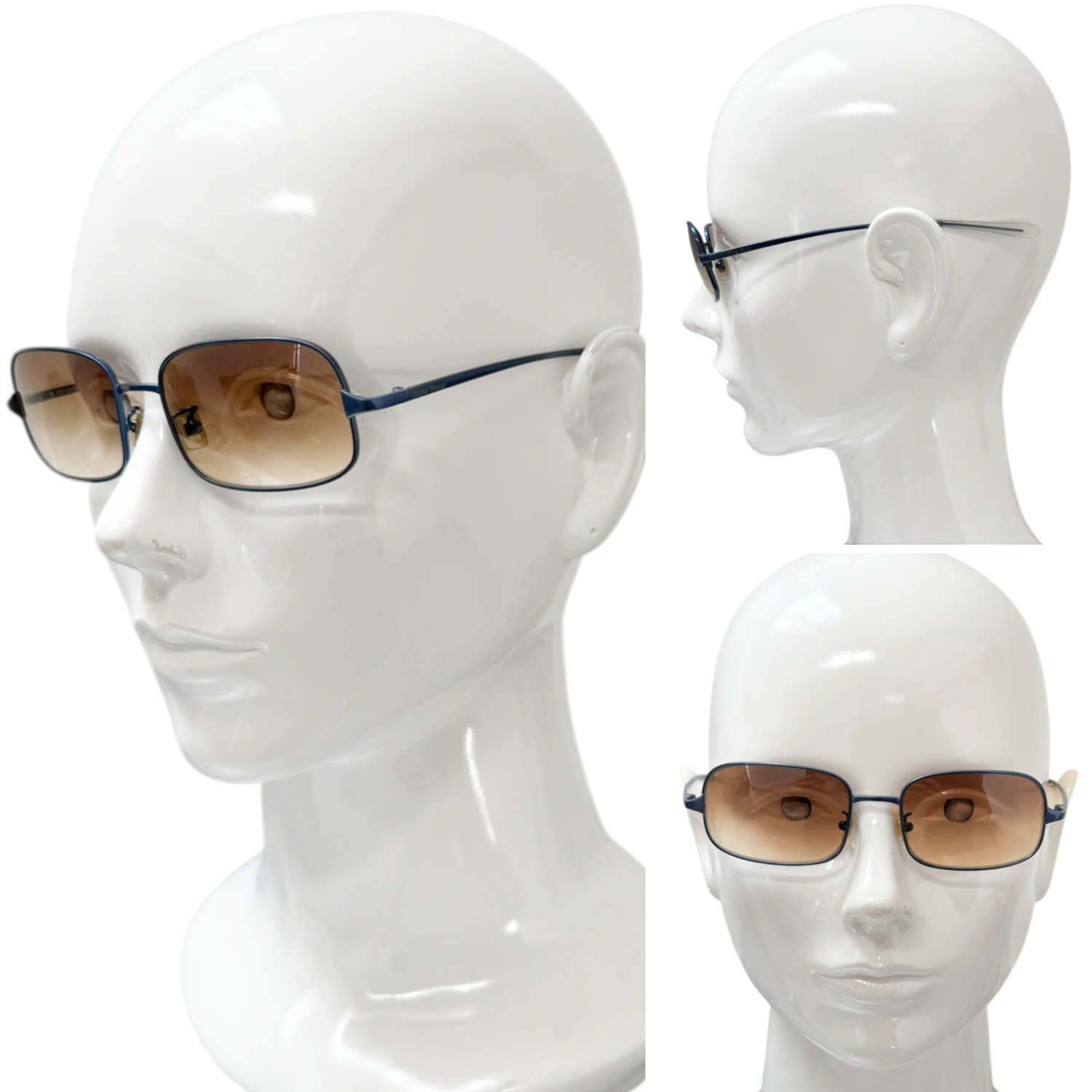 Miu Miu Logo Sunglasses in Blue / Brown - Image 4