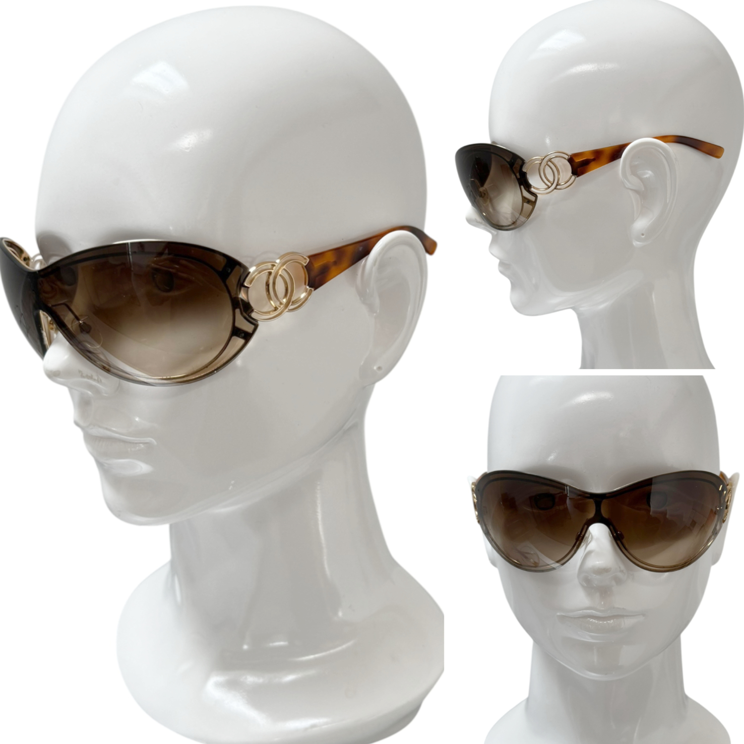 Chanel CC Oversized Sunglasses in Tortoiseshell Brown / Gold - Image 4