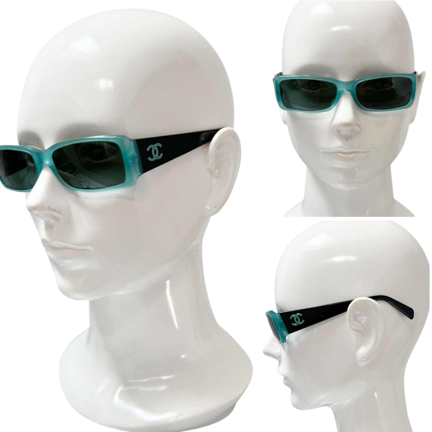 Chanel Logo 2 Tone in Aqua Blue / Black - Image 4