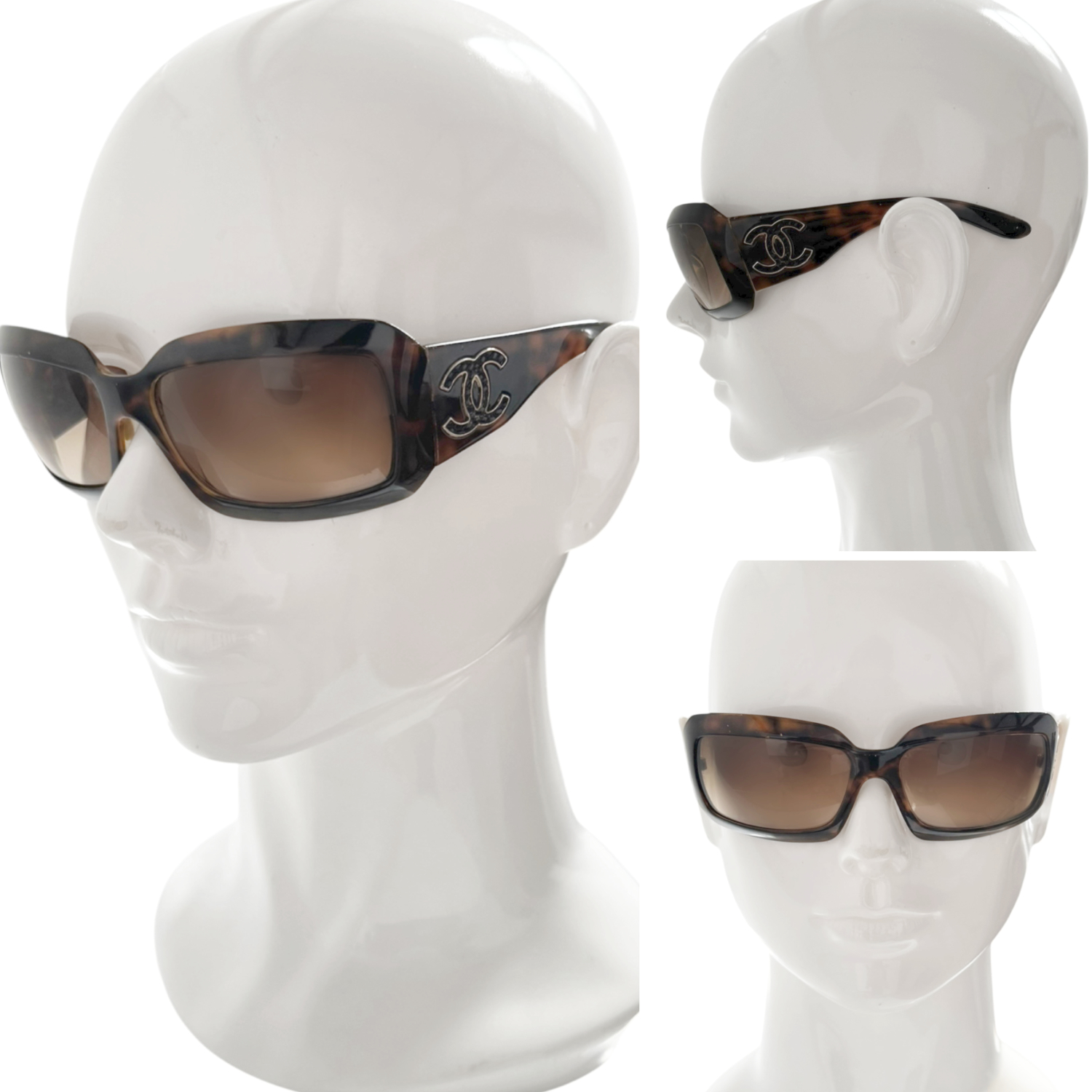 Chanel Logo Oversized Sunglasses in Tortoiseshell Brown / Gold - Image 6
