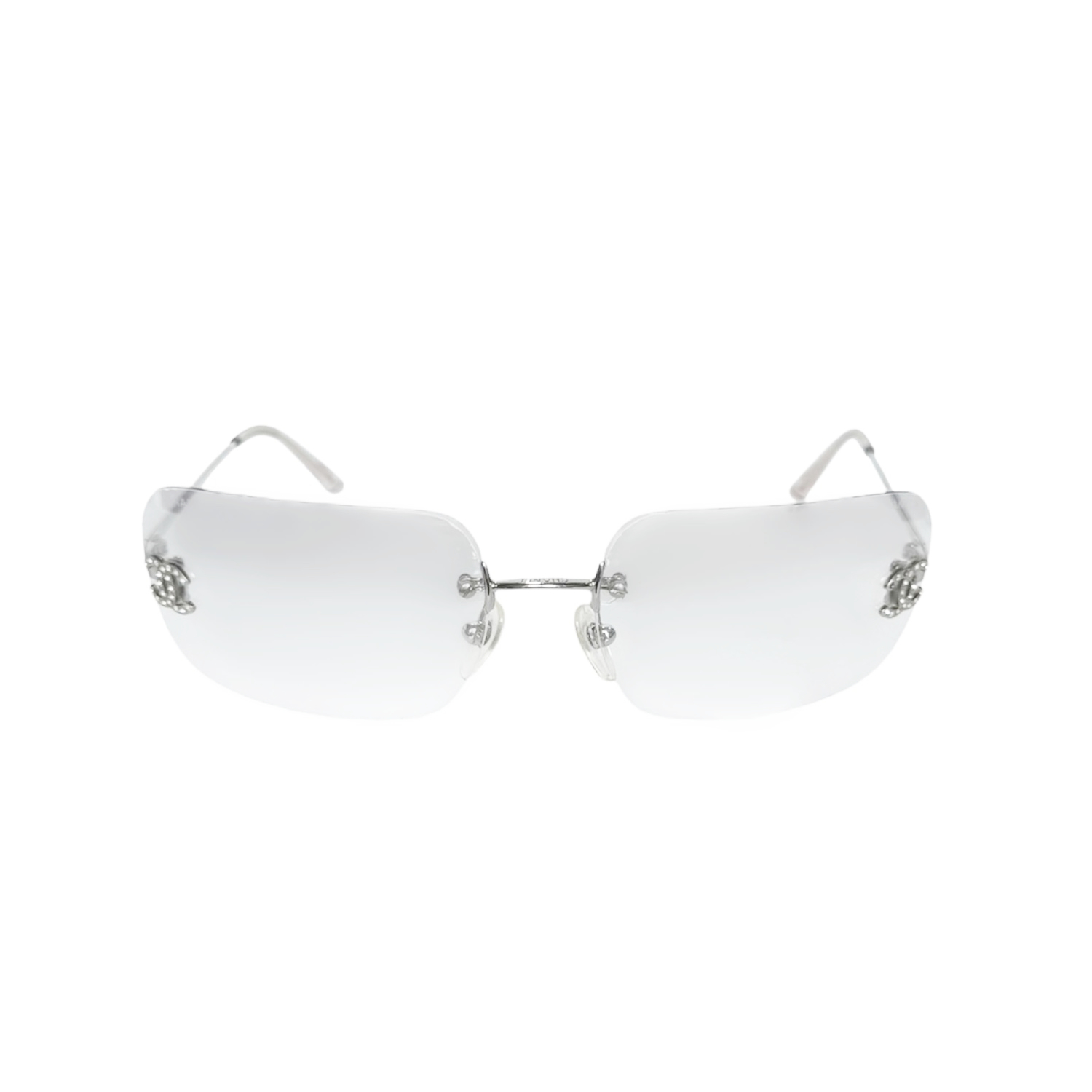 Chanel Diamante Logo Rimless Sunglasses in Silver - Image 2