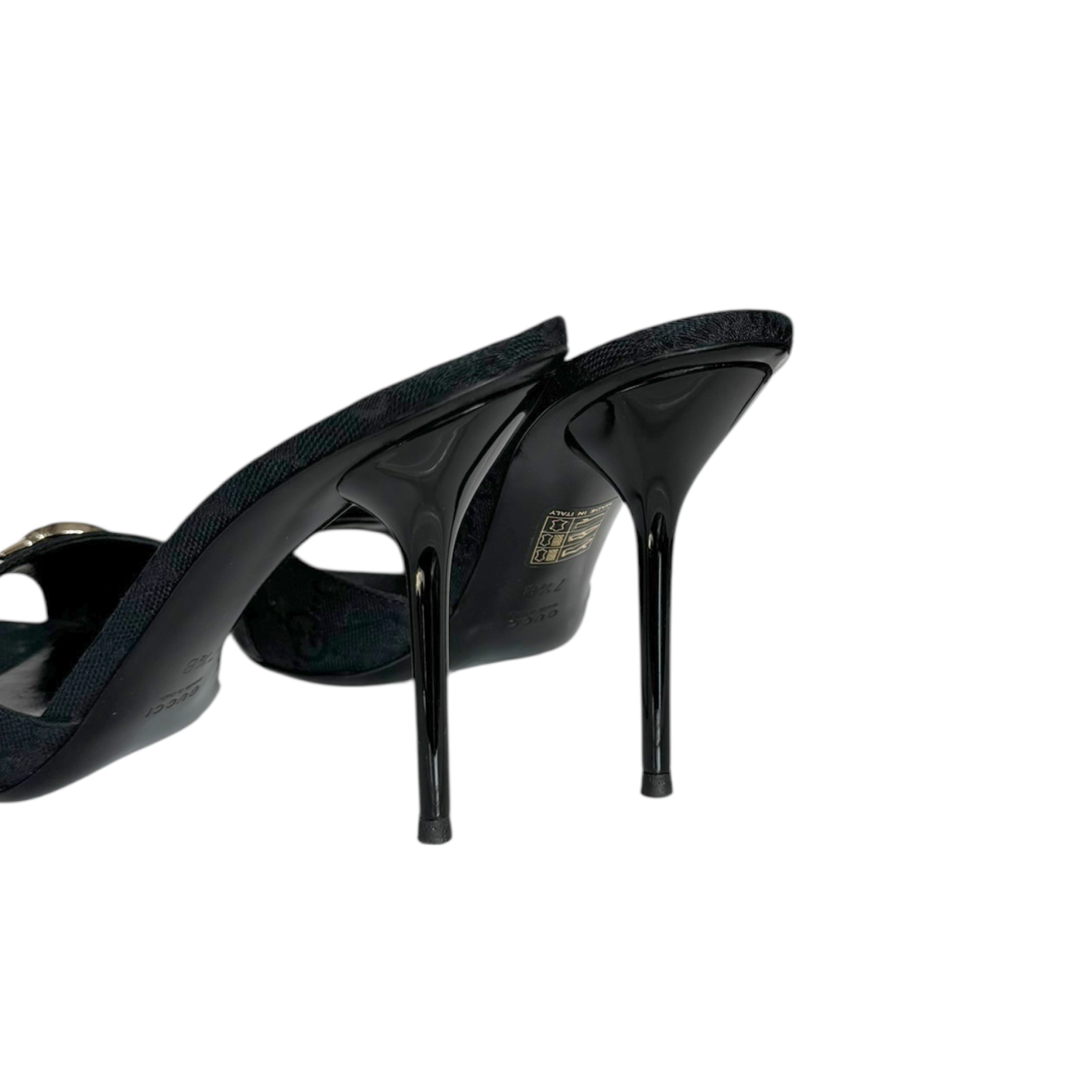 Gucci Monogram Horsebit Heels in Black / Gold UK 6 - Image 4
