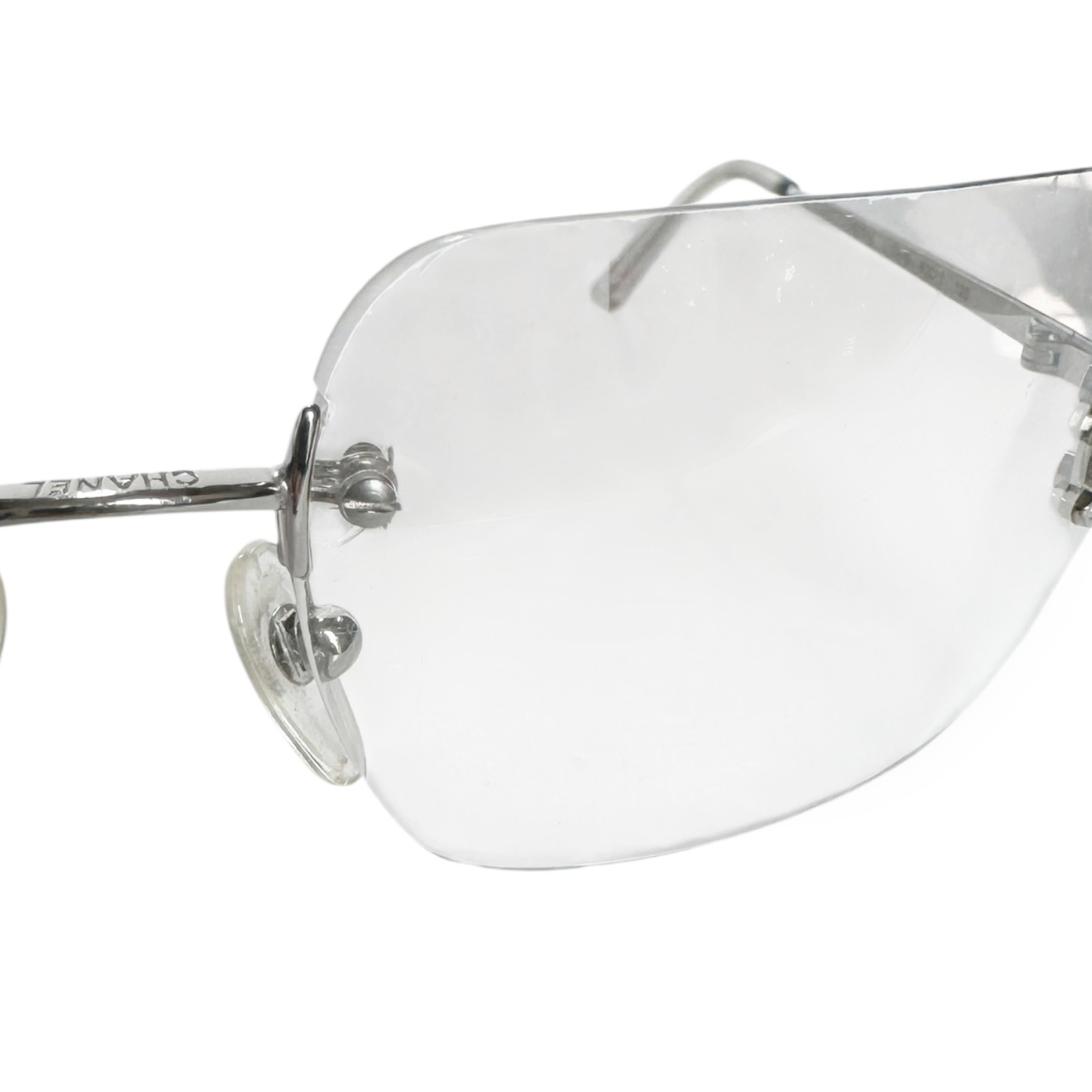 Chanel Diamante Logo Rimless Sunglasses in Silver - Image 3
