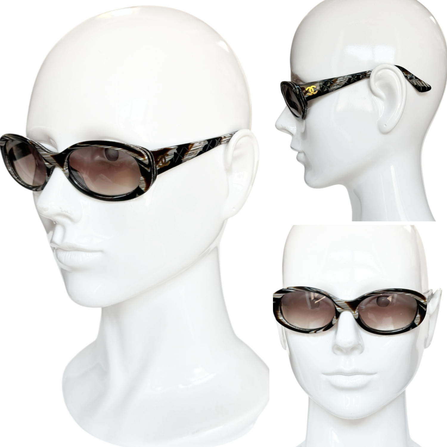 Chanel Logo Oval Sunglasses in Brown / Gold - Image 4