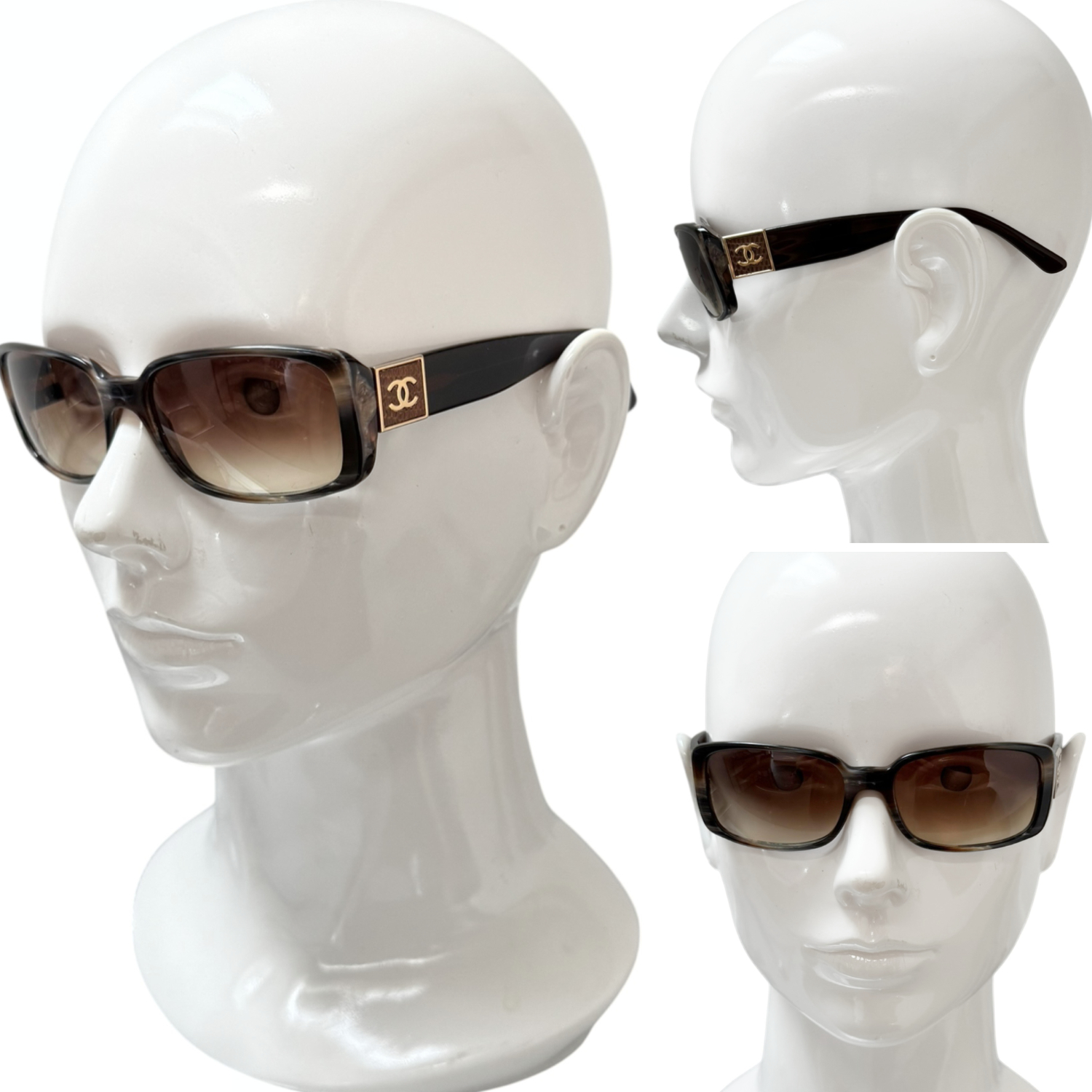 Chanel Logo Sunglasses in Brown / Gold - Image 4