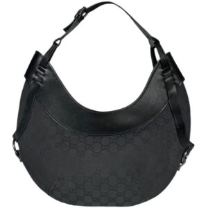 Vintage Gucci Monogram Hobo Circle Shoulder Bag in Black | NITRYL