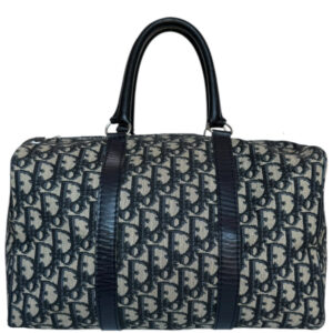 Vintage Dior Monogram Boston Bag in Navy Blue | NITRYL