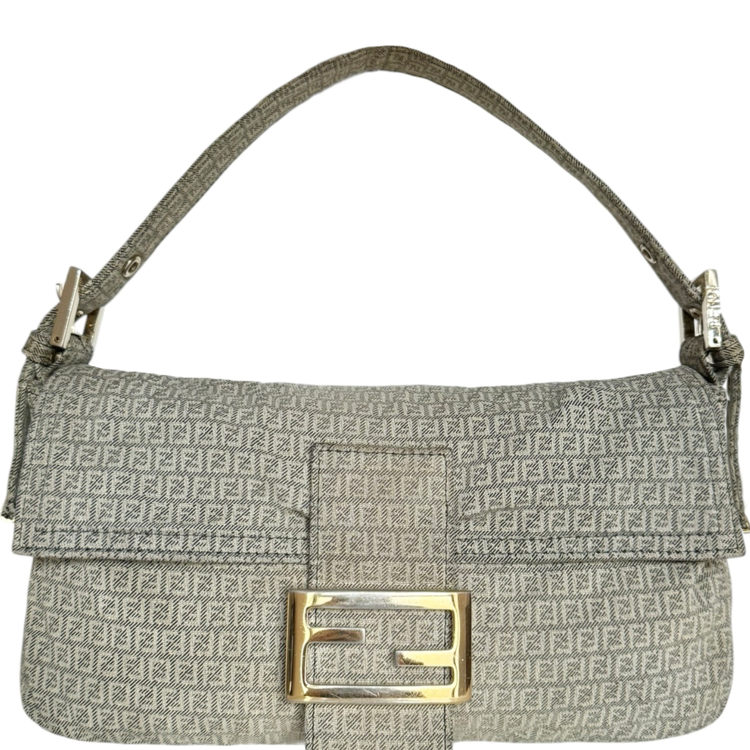 Vintage Fendi Monogram Denim Shoulder Baguette Bag | NITRYL