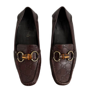 Vintage Gucci Monogram Horsebit Loafers in Brown / Gold UK 3 | NITRYL