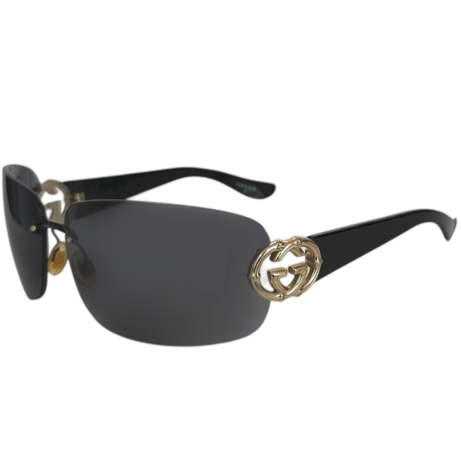 Vintage Gucci GG Logo Rimless Sunglasses in Black / Gold | NITRYL