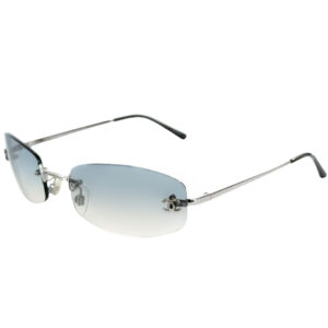 Vintage Chanel Logo Rimless Ombre Sunglasses in Baby Blue / Silver | NITRYL