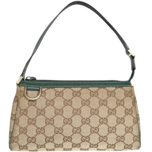Vintage Gucci Monogram D Ring Pochette Mini Shoulder Bag Beige / Green / Gold | NITRYL