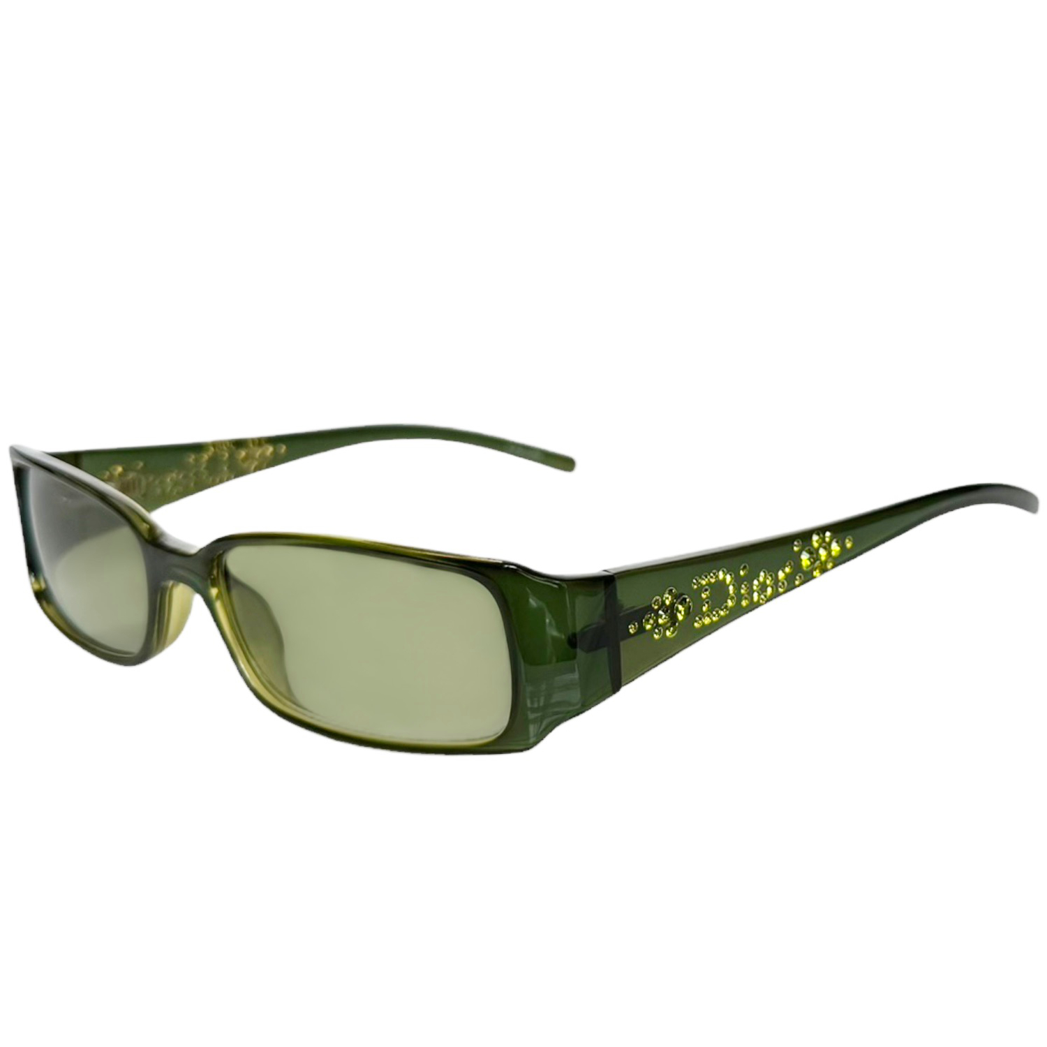 Vintage Dior Diamante Logo Sunglasses in Green | NITRYL