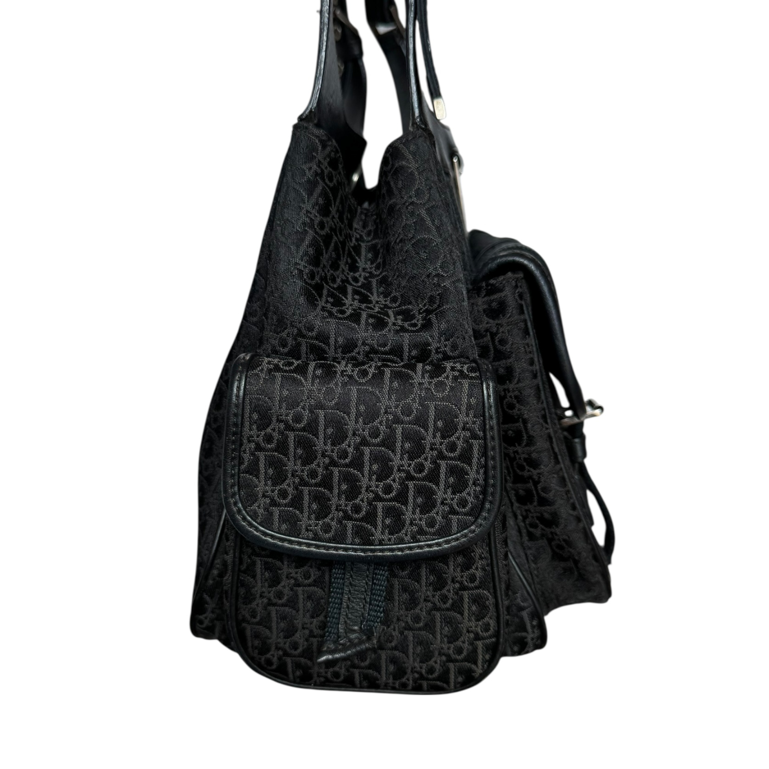 Dior Monogram Pocket Columbus Hobo Shoulder Bag in Black / Silver - Image 3