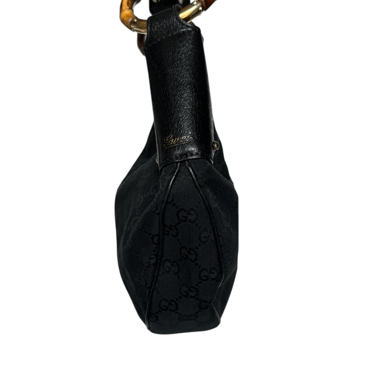 Gucci Monogram Croissant Hobo Shoulder Bag in Black / Gold - Image 5