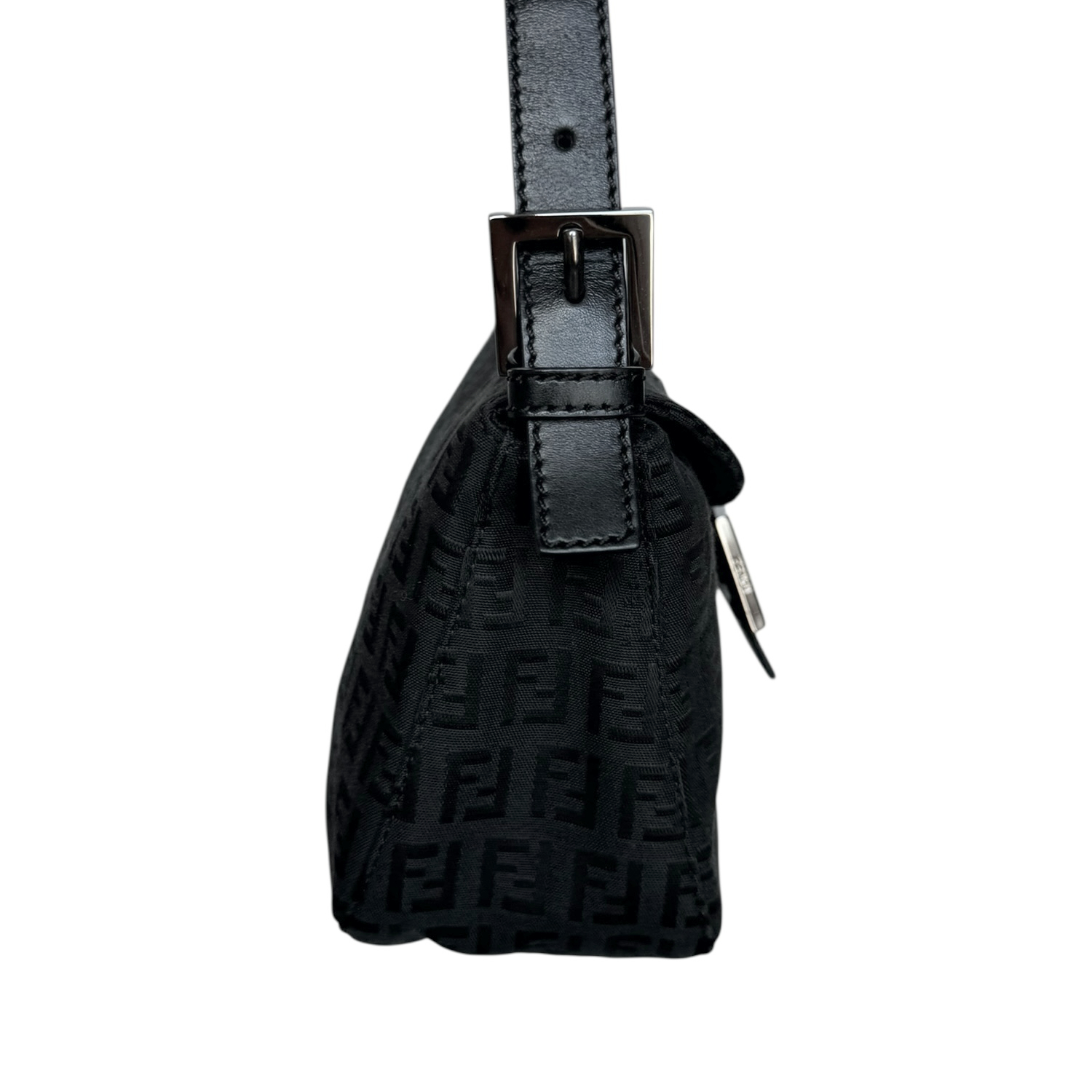 Fendi Monogram Shoulder Baguette Bag in Black / Silver - Image 3