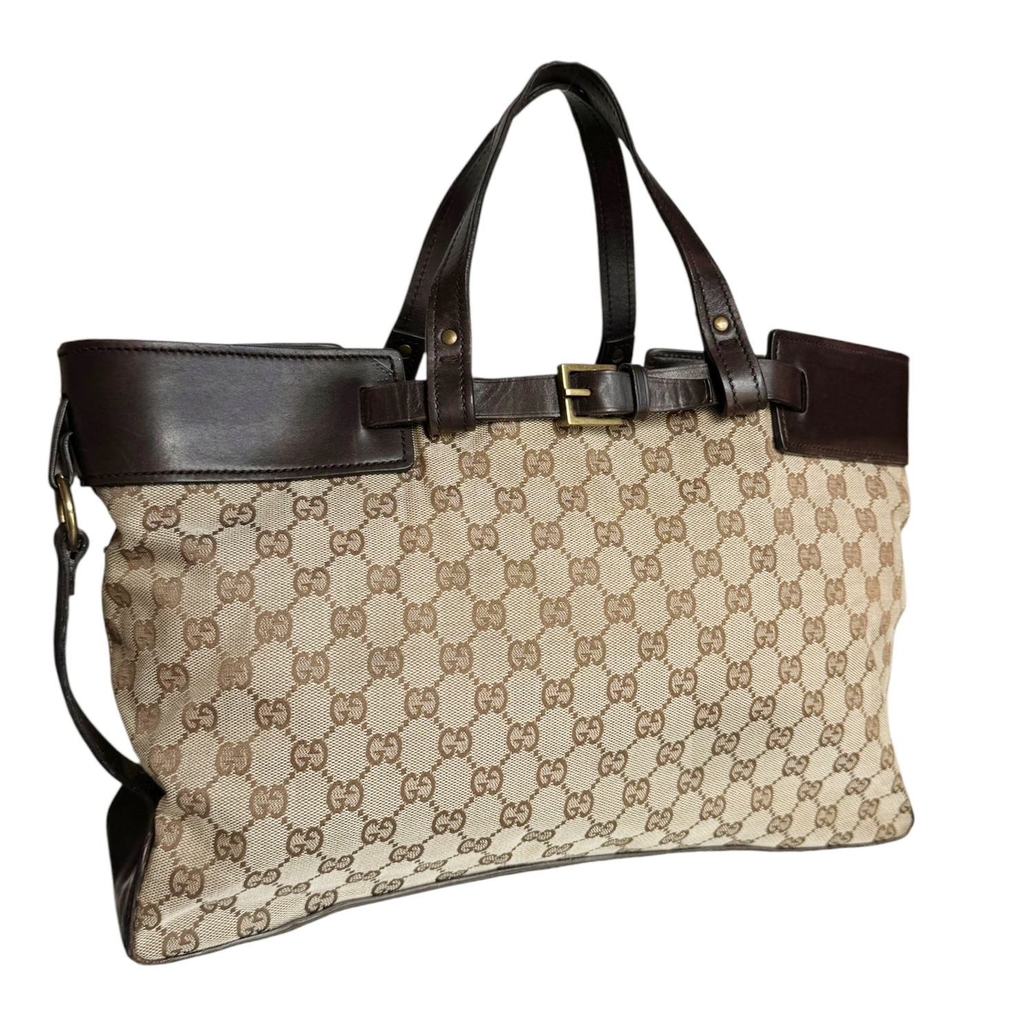 Gucci Monogram Tote Shoulder Bag in Beige / Brown - Image 4